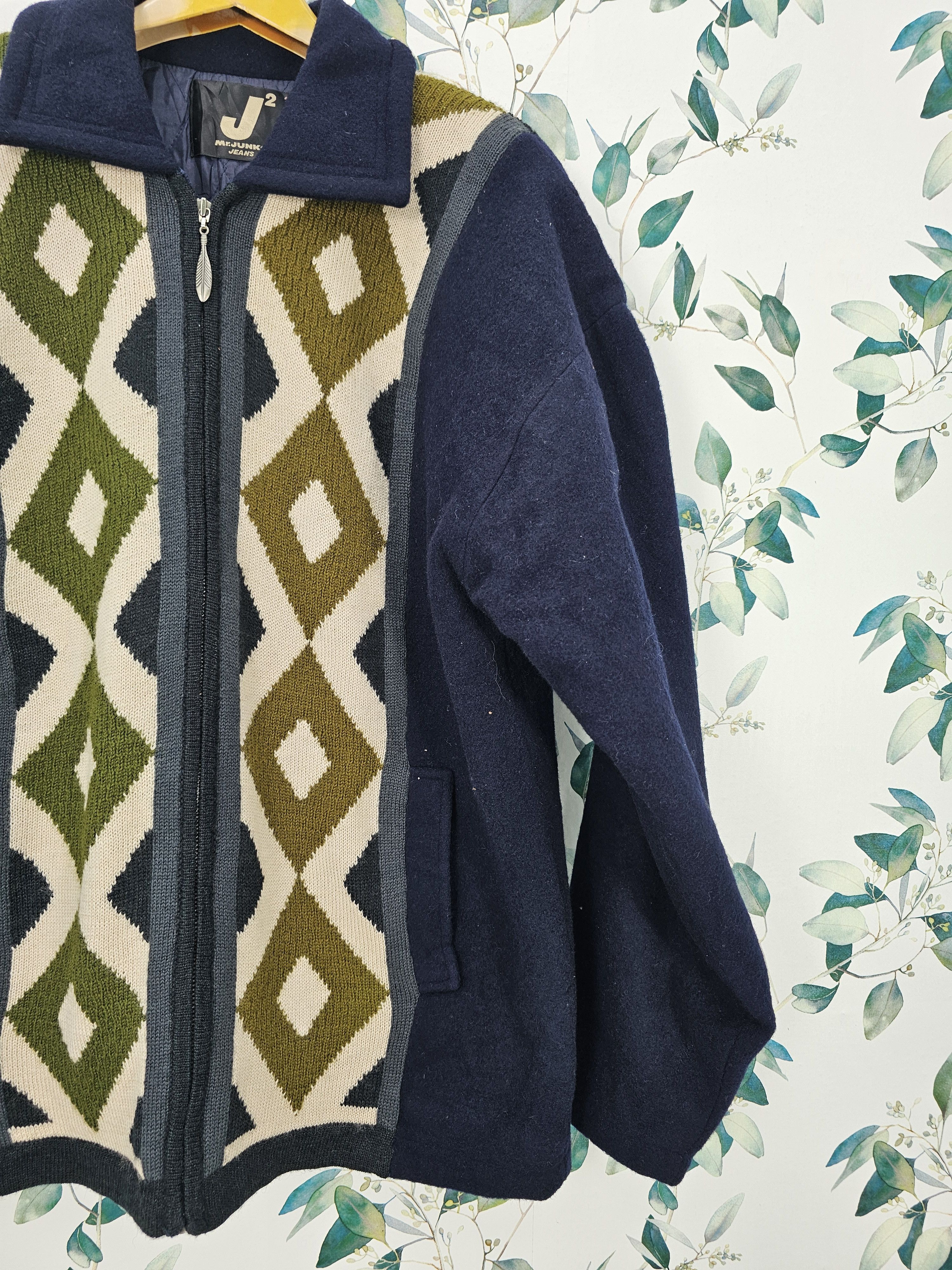 Mr. Junko Vintage MR. JUNKO Jeans Knit Wool Retro Style Jacket J0117 Size US L / EU 52-54 / 3 - 4 Thumbnail