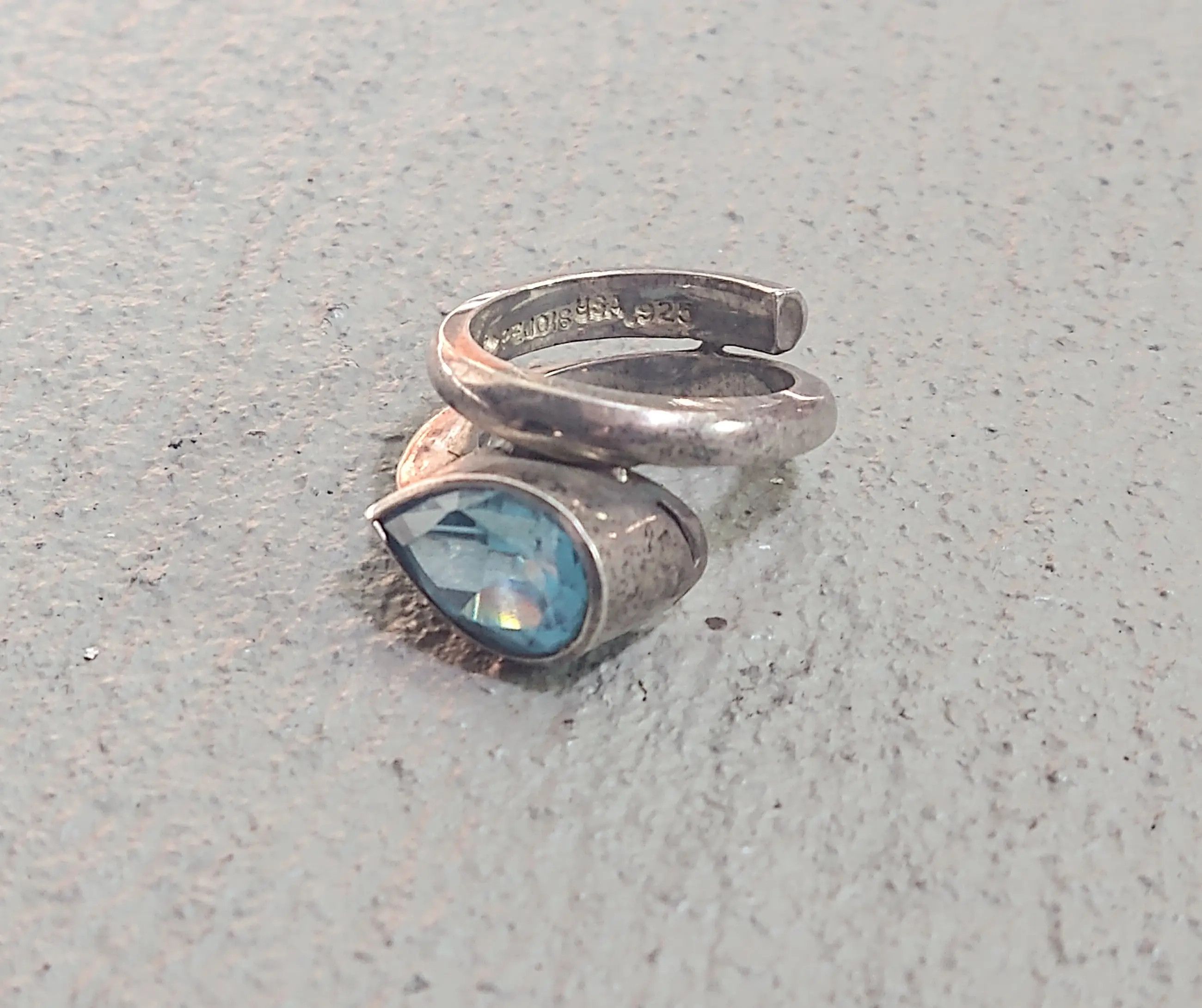 Jewelry × Vintage Vintage Sterling Silver Ring Blue Topaz Pejois 6.5 Abstract Size ONE SIZE - 5 Thumbnail