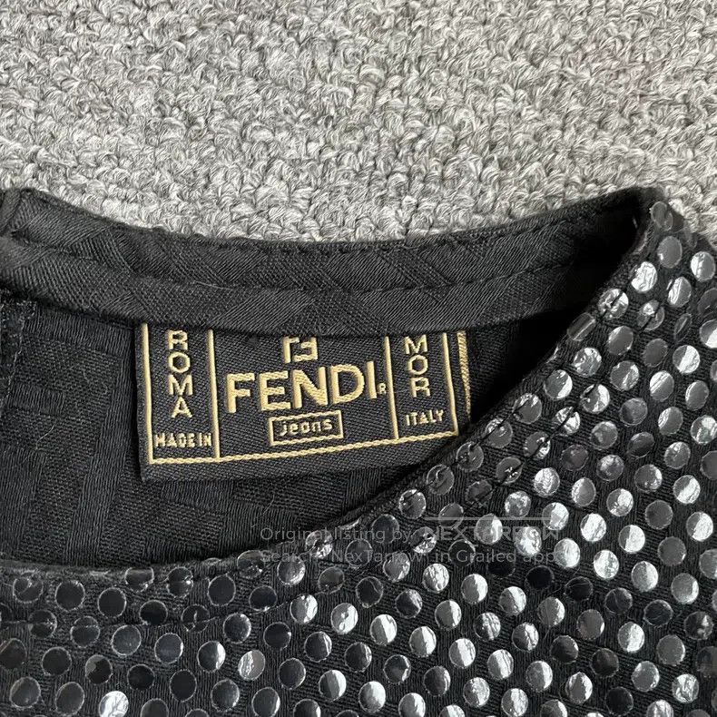 Fendi Fendi Black Embossed Print Sequin Patchwork Dress Size XS / US 0-2 / IT 36-38 - 4 Thumbnail