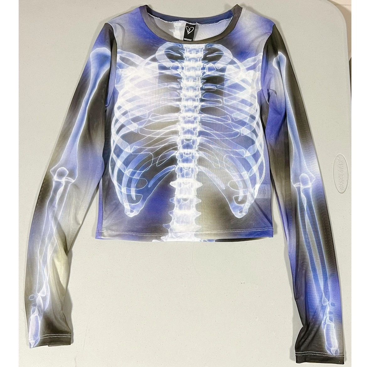 Windsor Smith Blue Skeleton Bones Long Sleeve Shirt Top Blouse Size S 💙✨ Size S / US 4 / IT 40 - 2 Thumbnail
