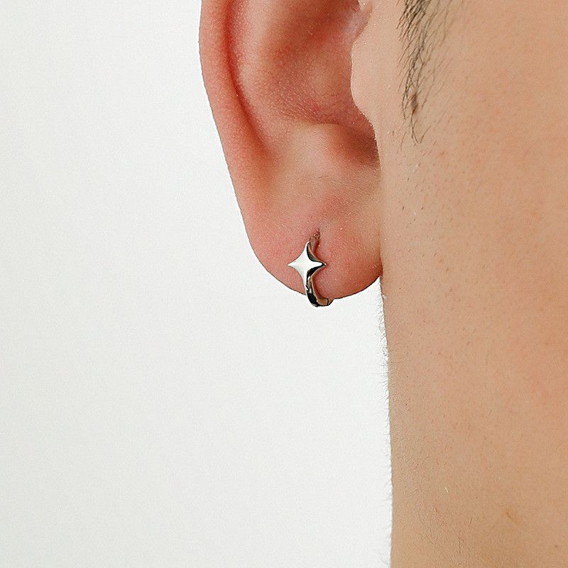 Jewelry × Sterling Silver Hip-hop Earrings One Pairs Chrome Jewelry Size ONE SIZE - 1 Thumbnail