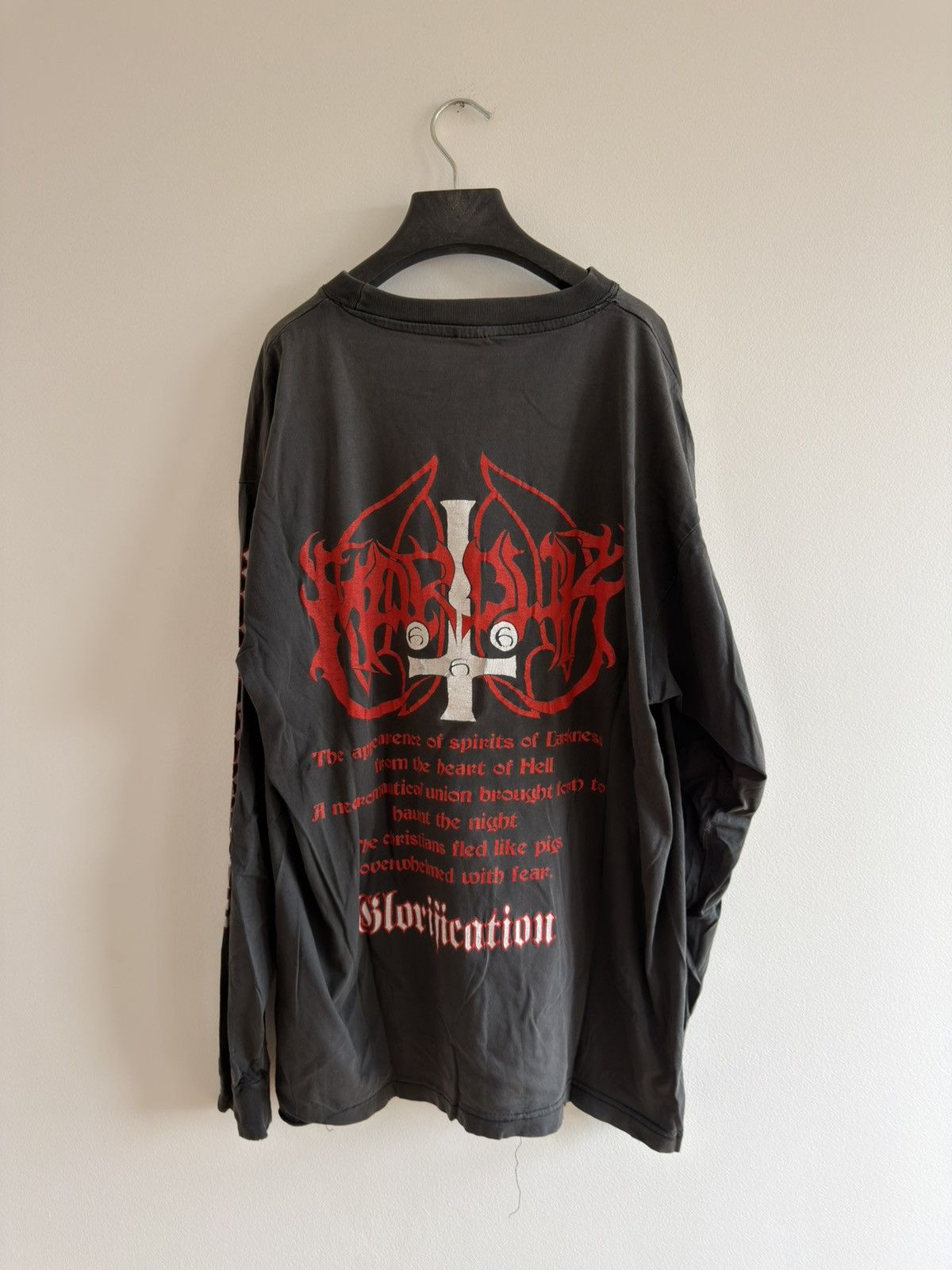 Band Tees *RARE* 90s VINTAGE MARDUK BLACK METAL GLORIFICATION THRASHED Size US XL / EU 56 / 4 - 9 Thumbnail