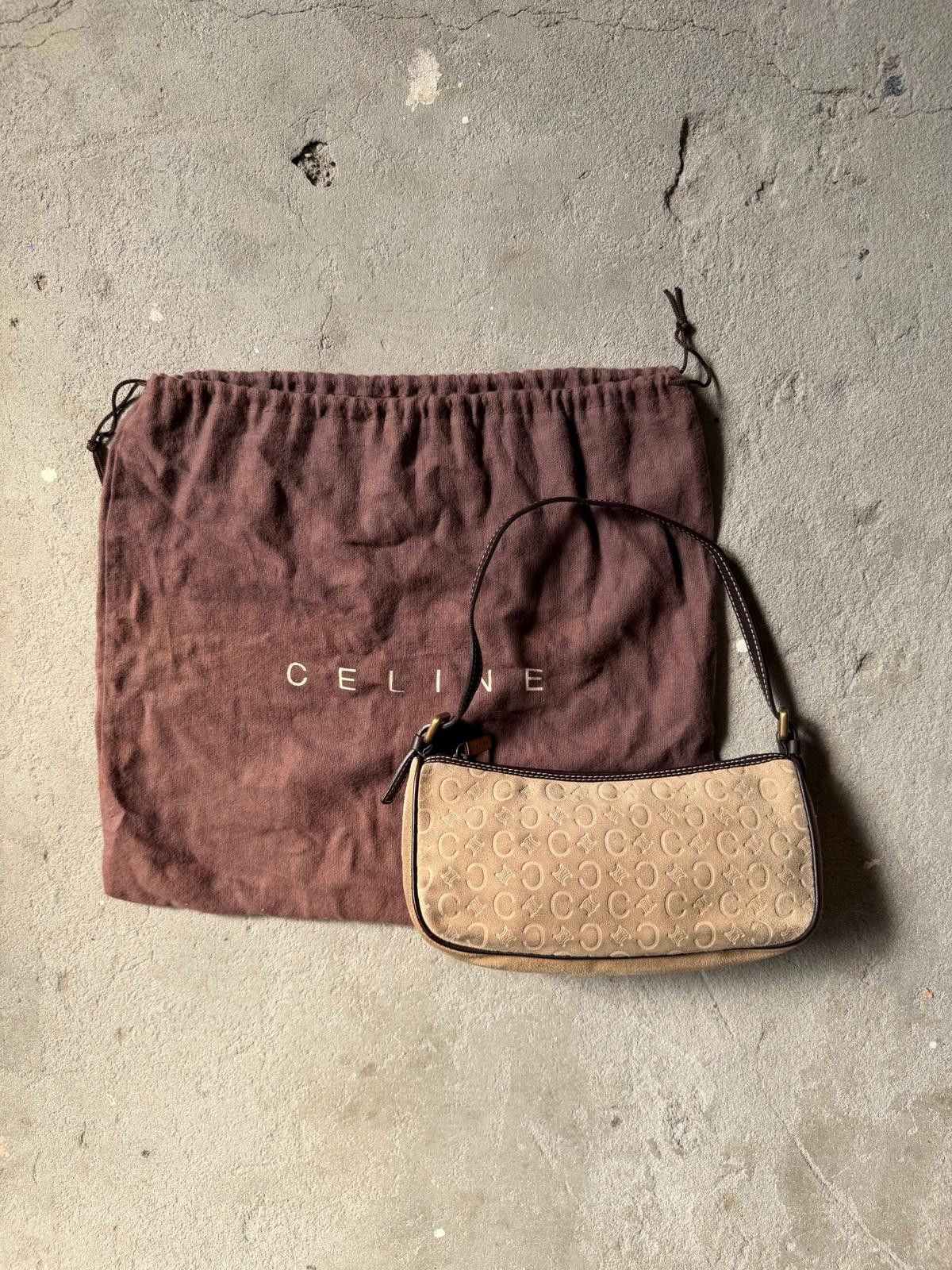 Celine Celine Macadam Suede Shoulder Bag Beige/Brown Size ONE SIZE - 1 Thumbnail