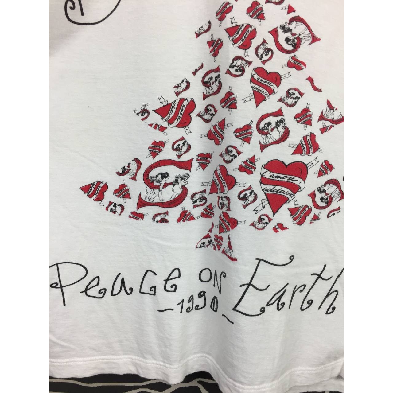 Vintage Vtg Stefanel Made In Italy Buon Natale Peace On Earth Tee Size US M / EU 48-50 / 2 - 7 Thumbnail