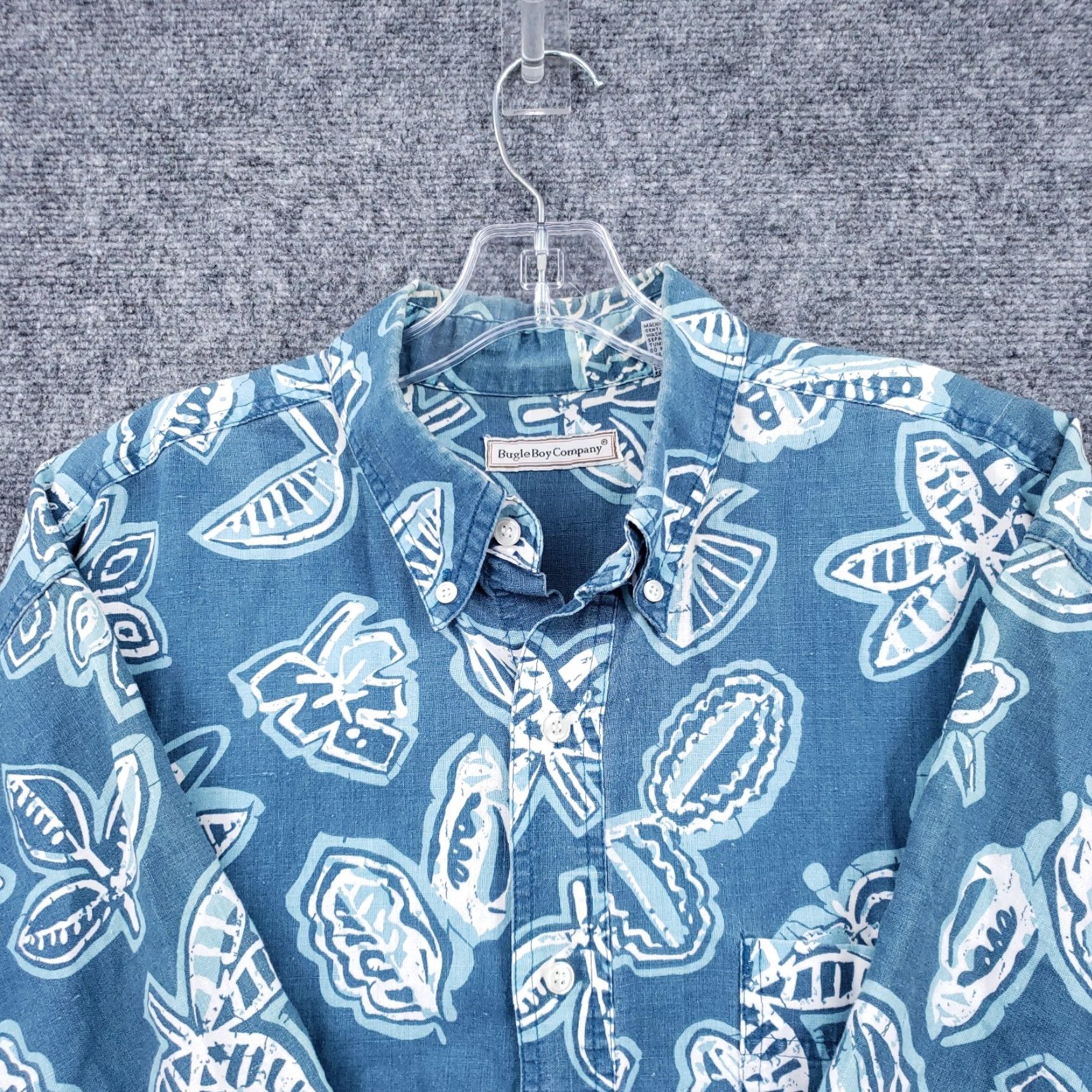 Bugle Boy Bugle Boy Shirt Mens L Large Button-Down Blue Hawaiian Tropical Short Sleeves Size US L / EU 52-54 / 3 - 6 Thumbnail