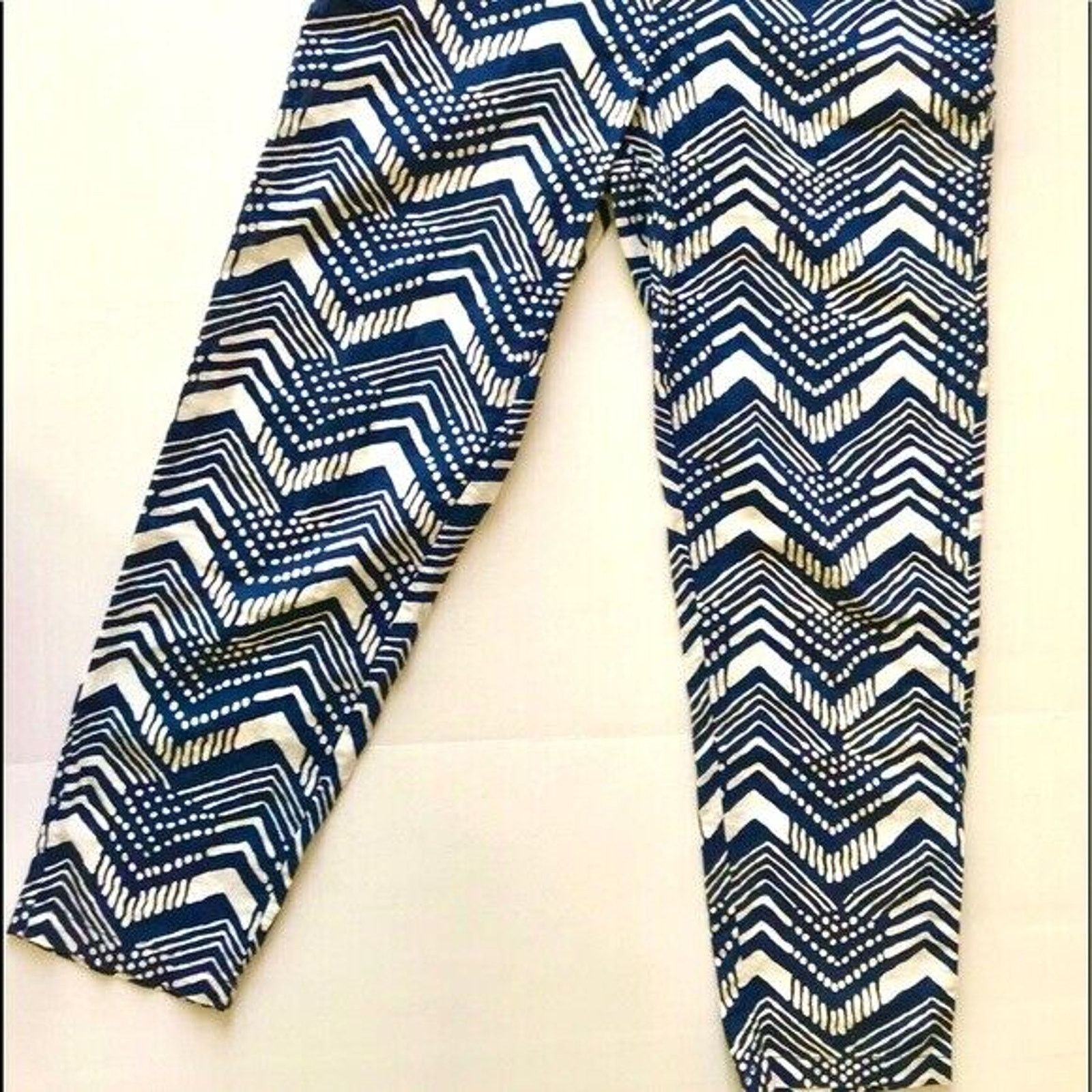 J.Crew J Crew Linen Zig-Zag Navy White Sleeveless Jumpsuit Size 0 Size 26" / US 2 / IT 38 - 3 Thumbnail