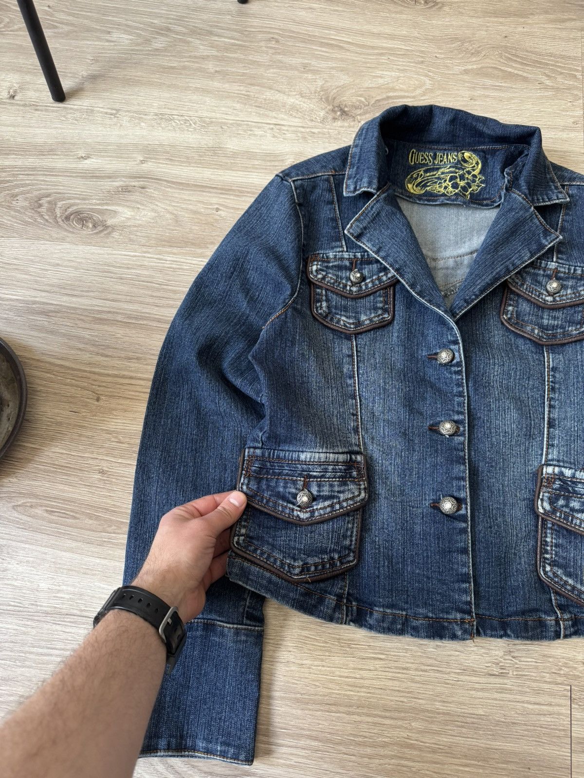 Guess Vintage Y2K Guess Skull Big Logo Denim Jacket Size L / US 10 / IT 46 - 5 Thumbnail