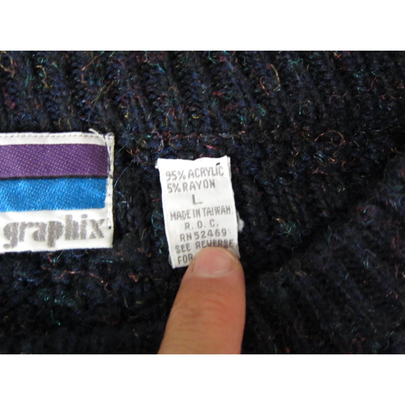 Vintage VINTAGE Sweater Graphix Sweater Geometric Knit Pullover Long Sleeve Mens Large Blue 80s 90s Casual Size US L / EU 52-54 / 3 - 4 Thumbnail