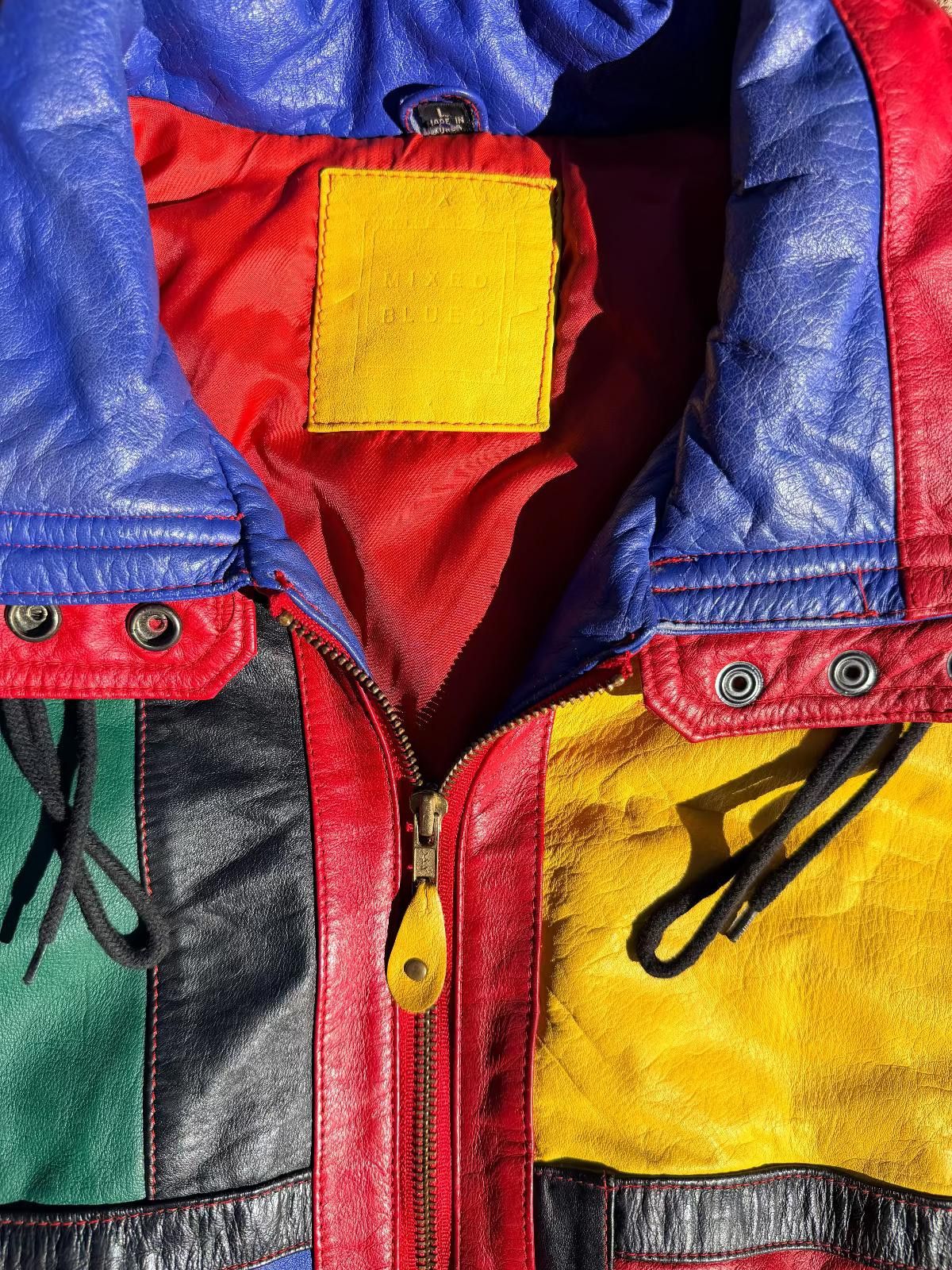 Other Mixed Blues Colorblock Leather Jacket 80s/90s Size ONE SIZE - 2 Thumbnail