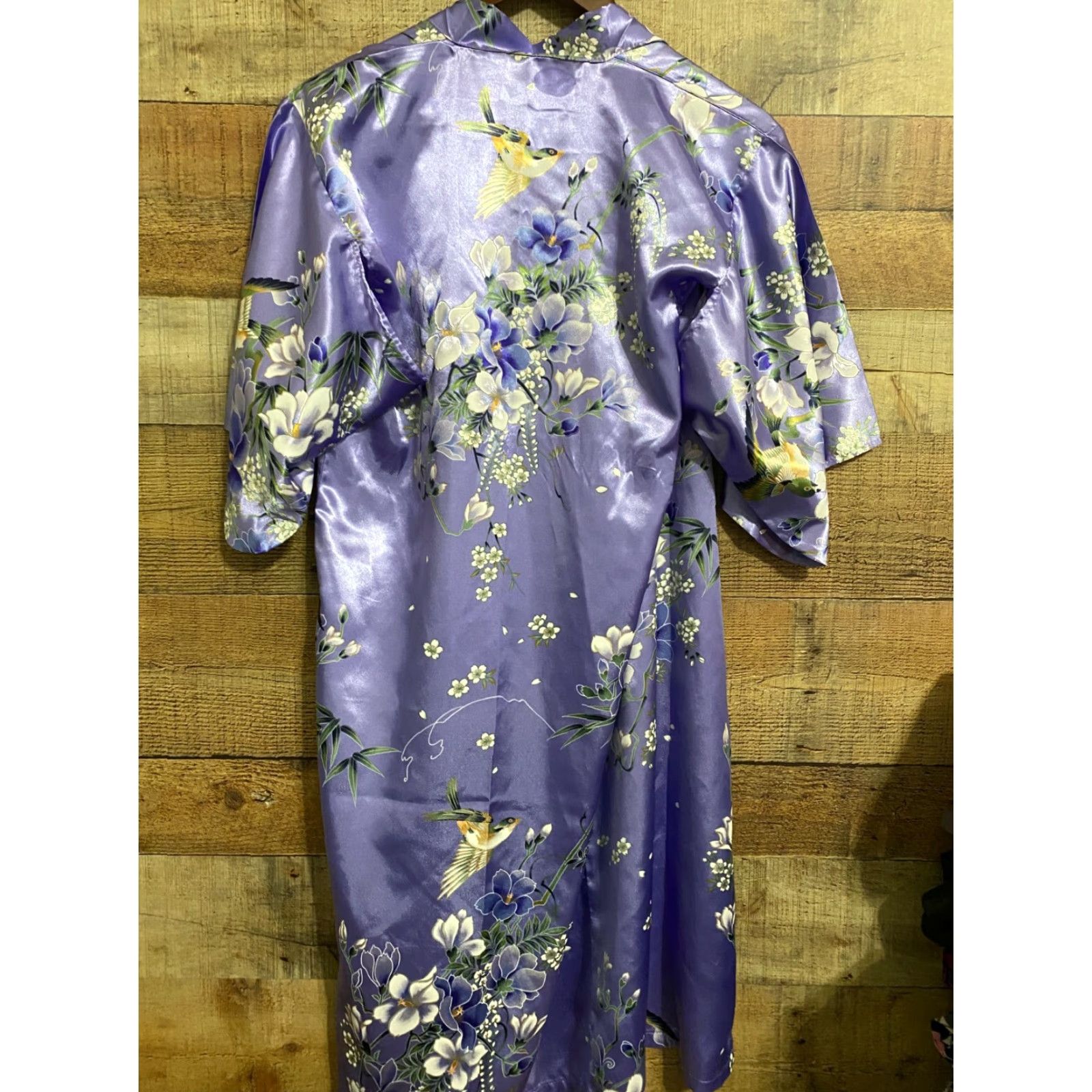 Vintage VINTAGE Women Kimono Coat Long Bathrobe Tops Floral Print Yukata Homewear sz 40 Blue Floral Dress Kimono Style Womens Clothing Size S / US 4 / IT 40 - 3 Thumbnail