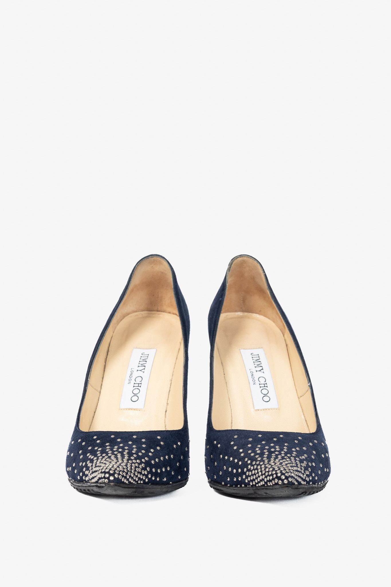 Jimmy Choo Jimmy Choo Abel Navy Suede Rhinestone-Embellished Pumps Size US 7 / IT 37 - 2 Thumbnail