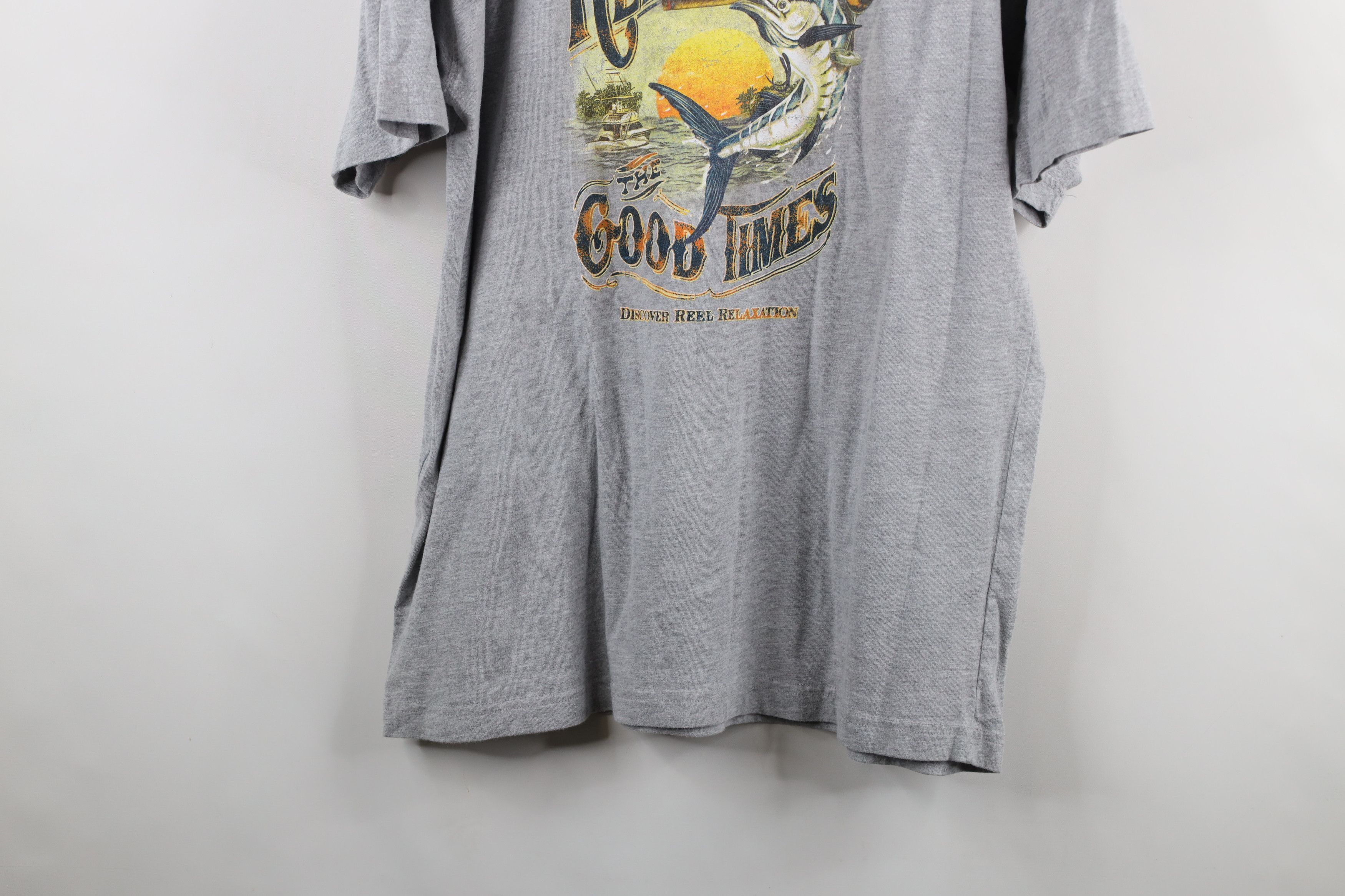 Tommy Bahama × Vintage Vintage Y2K Tommy Bahama Spell Out Marlin Fish T-Shirt Gray Size US L / EU 52-54 / 3 - 12 Thumbnail