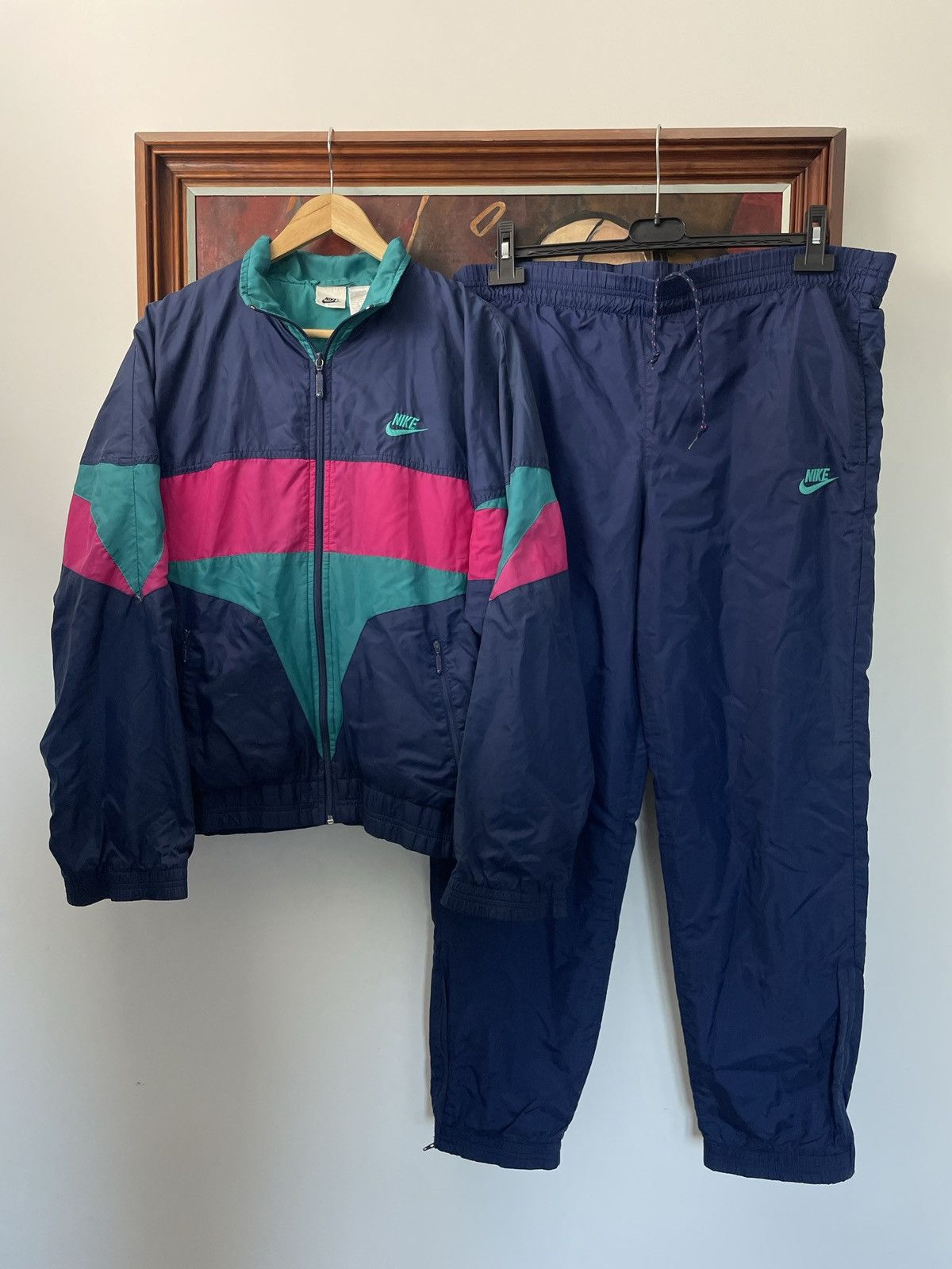 Vintage 90s Nike Track Suit Full Set Windbreaker Streetwear Light Jackets