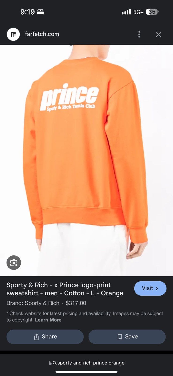 Sporty Rich X Prince Sweatshrit L