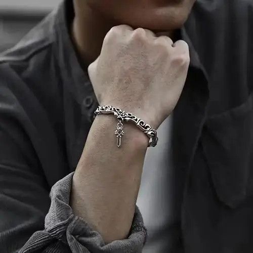 Jewelry × Vintage Vintage Vine Heavy Pentagram Cross Dark Flower Bracelet Size ONE SIZE - 3 Thumbnail