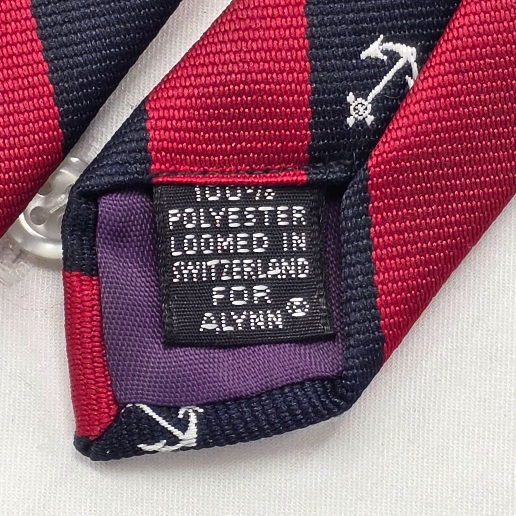 Vintage Alynn Necktie Mens Red Striped Repp Anchor Navy Nautical Yacht Club VTG Size ONE SIZE - 5 Thumbnail