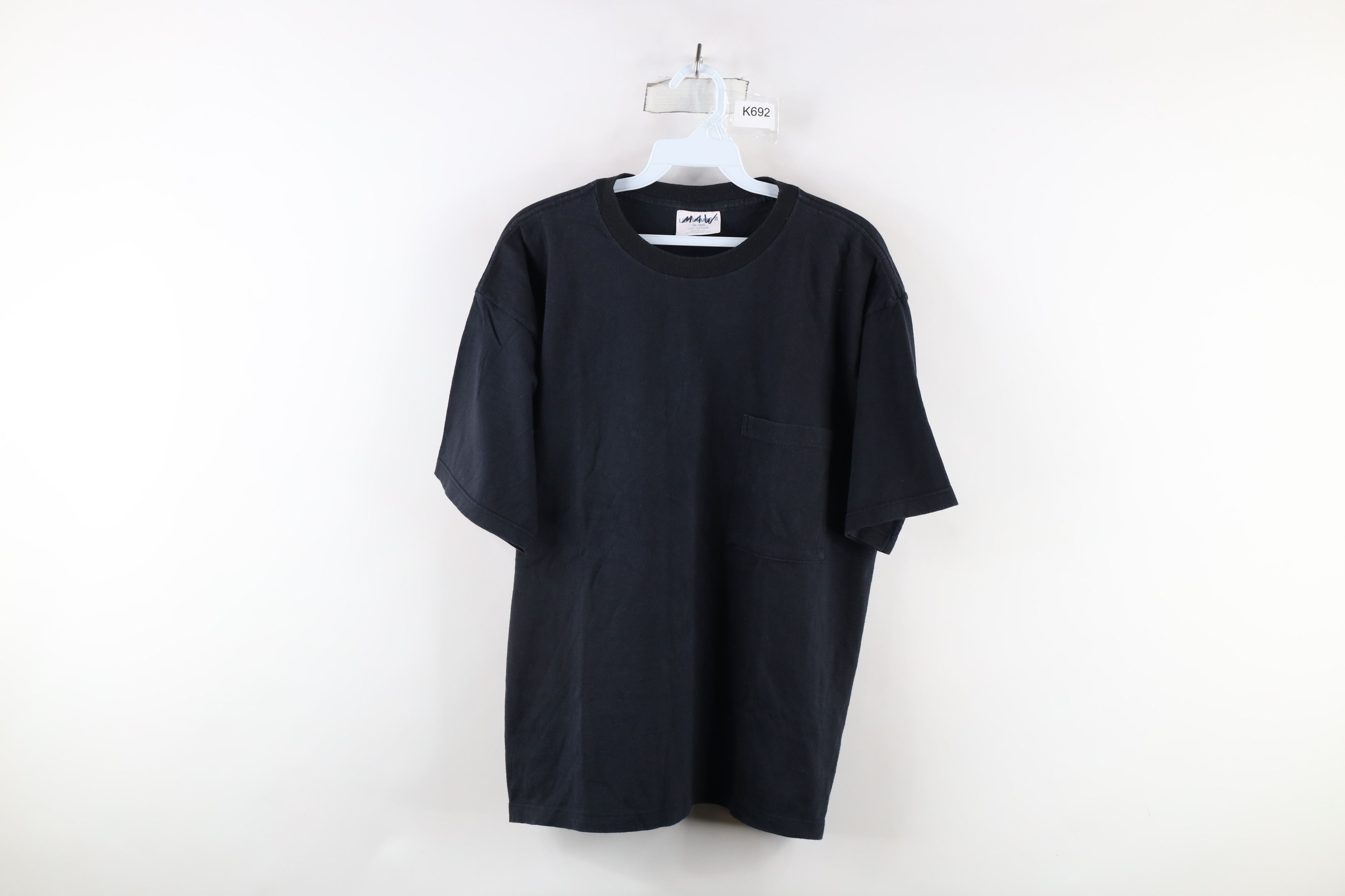 Vintage Vintage 90s Streetwear Blank Pocket T-Shirt Black Cotton USA Size XXL / US 16-18 / IT 52-54 - 1 Thumbnail
