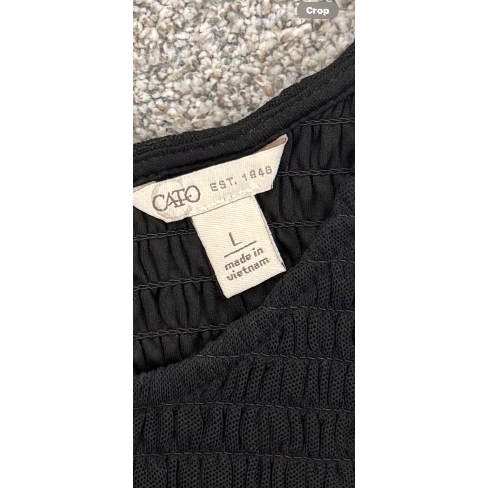 Vintage Cato Dress L Black Nylon Short Sleeve Round Neck Party Grunge Fit & Flare Knee Length Women Size L / US 10 / IT 46 - 6 Thumbnail