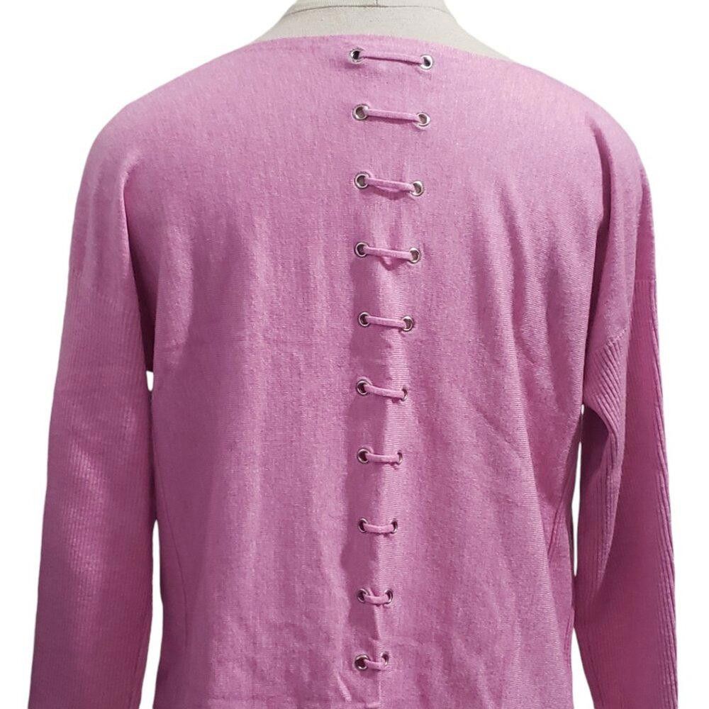 Designer CT1951 Charlie B Pink Long Sleeve Crew Neck Sweater P/S Size S / US 4 / IT 40 - 6 Thumbnail