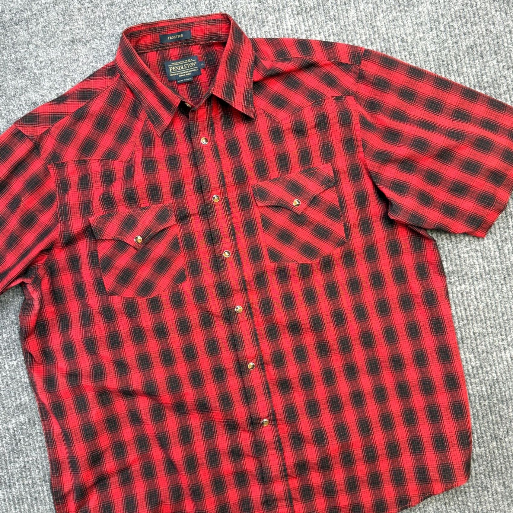 Pendleton Pendleton Shirt Mens XL Red Black Buffalo Plaid Frontier Pearl Snap Western Size US XL / EU 56 / 4 - 2 Thumbnail