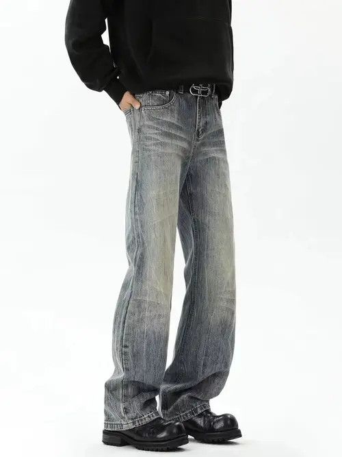Japanese Brand × Jean Pants American retro washed distressed loose straight jeans Size US 32 / EU 48 - 2 Thumbnail