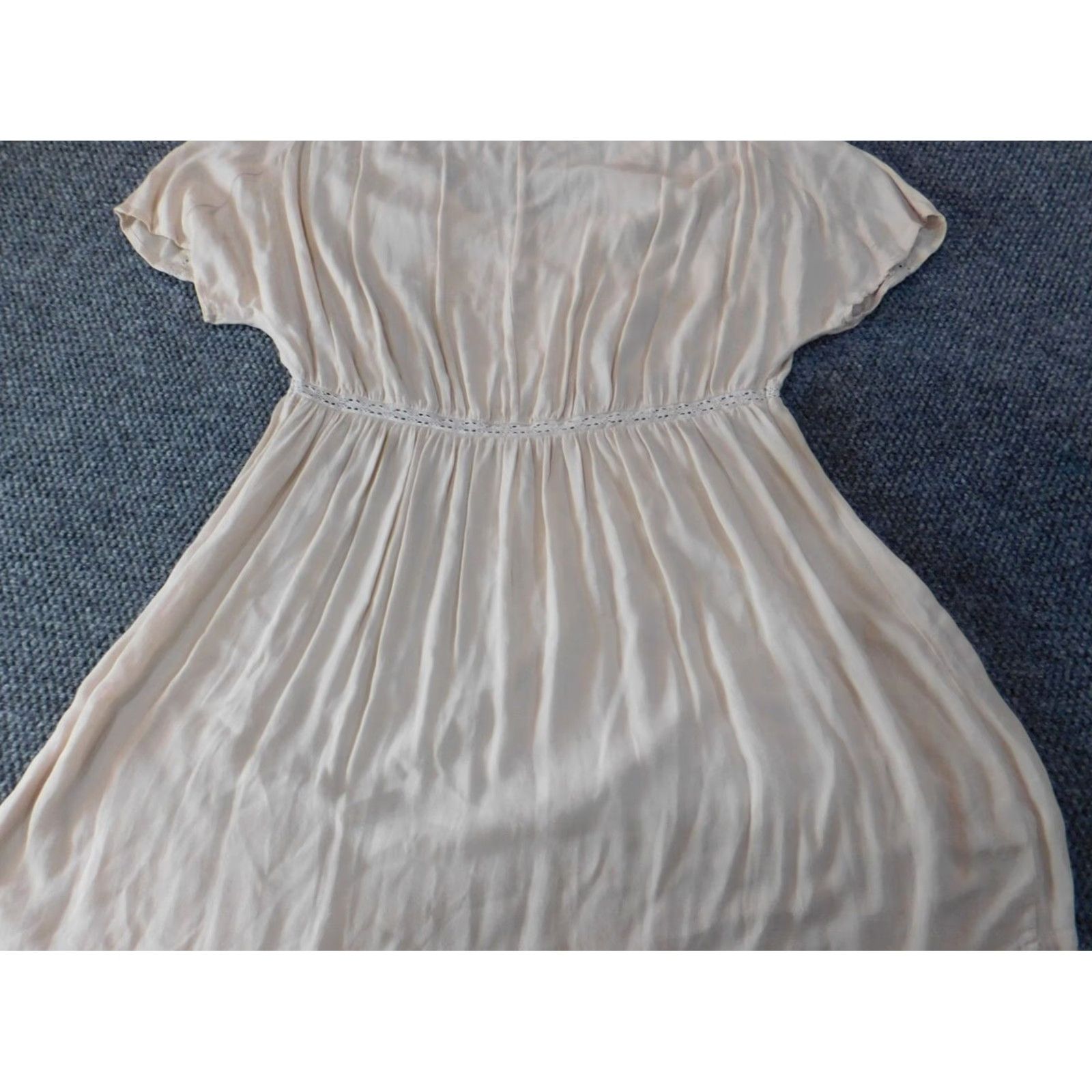 Zara Zara Dress A-Line Medium Pink Womens Dolman Sleeve Ruffle Knee Length Polyester Rayon Crew Neck Stretch Size M / US 6-8 / IT 42-44 - 7 Thumbnail