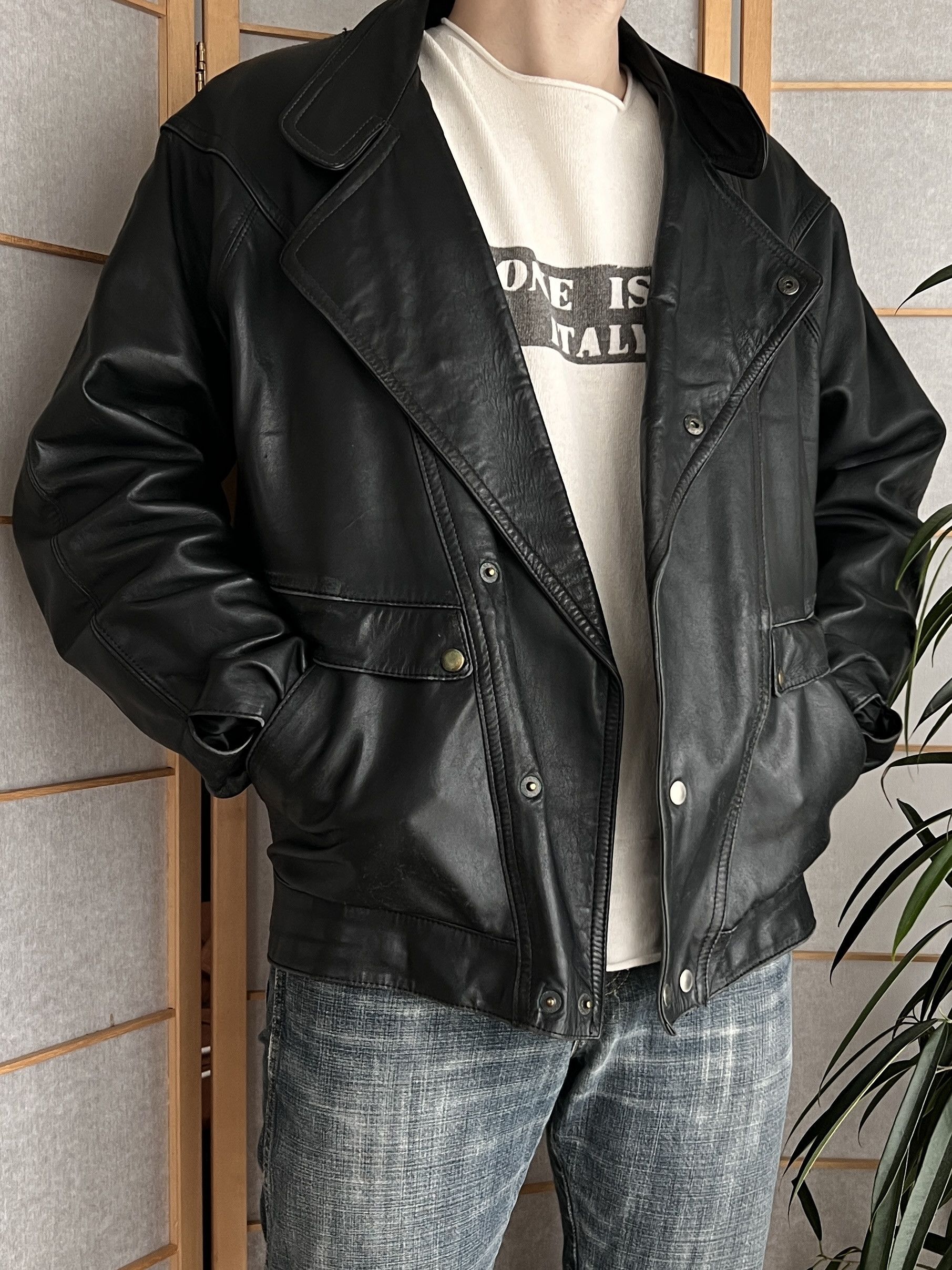 Hysteric Glamour Rare Asymmetric rick owens type leather bomber racing jacket Size US L / EU 52-54 / 3 - 8 Thumbnail