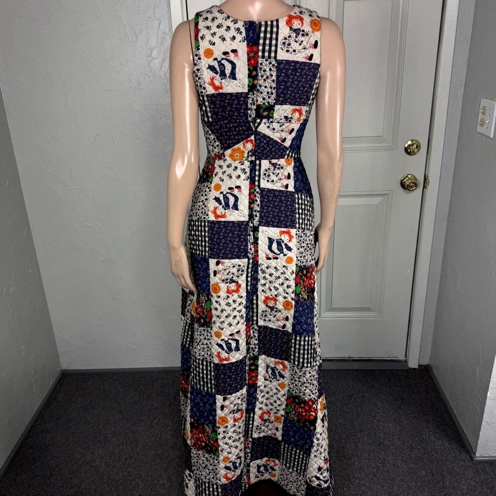 Vintage VINTAGE Mr. Topper Dress Cotton Maxi Patchwork Print Quilted 70s Women's 9 P3-8 Size 4XL / US 24-26 - 6 Thumbnail
