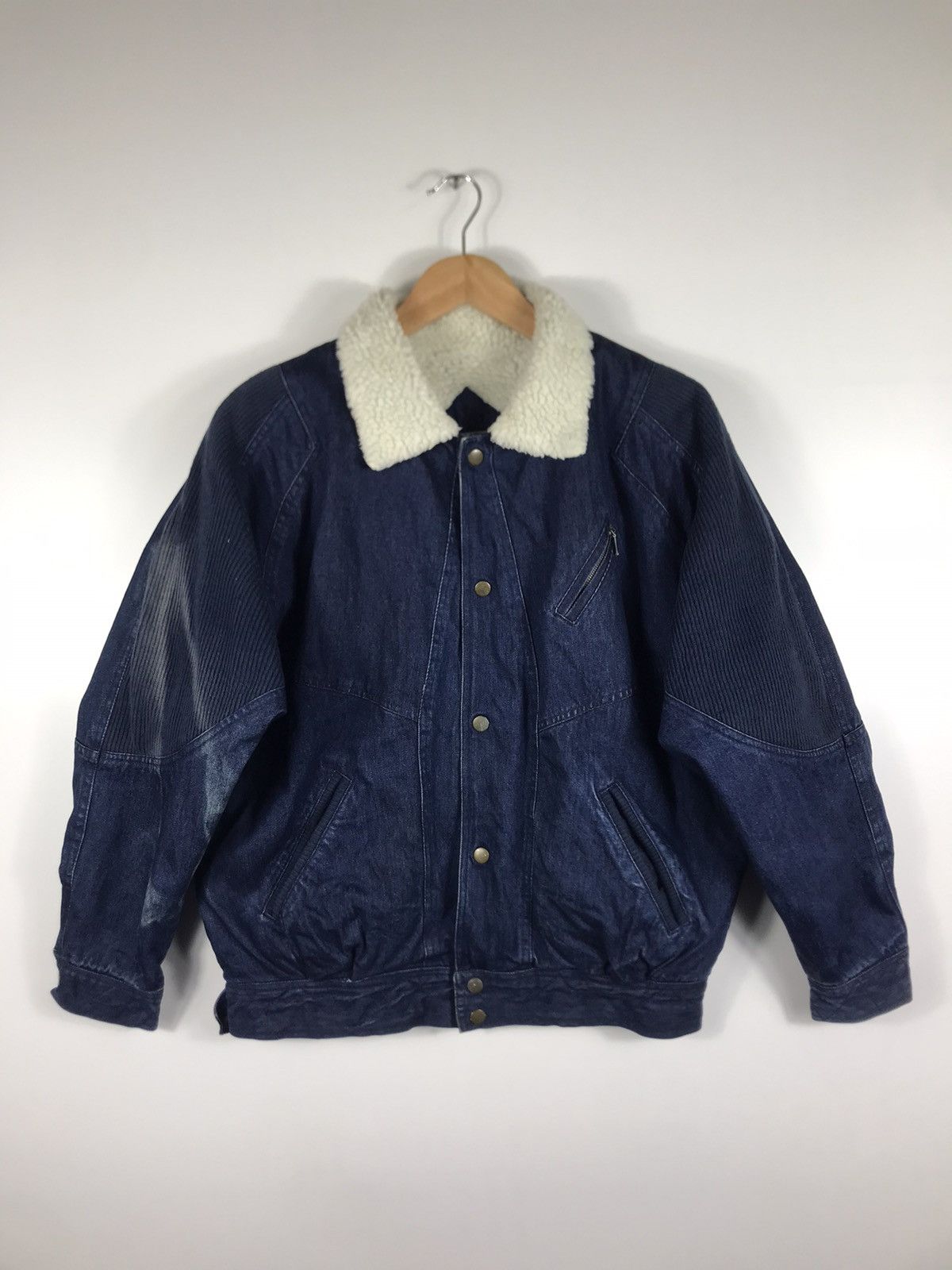 Japanese Brand ⚡️Vintage City Sport Denim Faded Sherpa inside Bomber Jacket Size US M / EU 48-50 / 2 - 1 Thumbnail