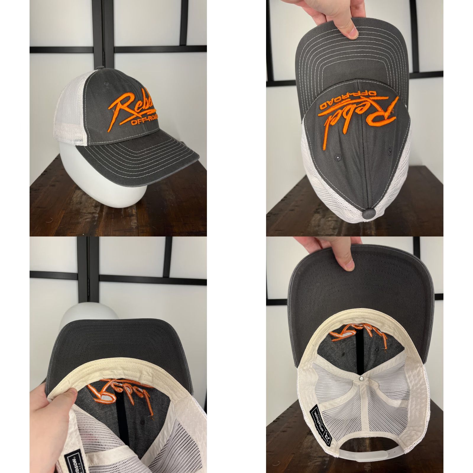 Vintage Richardson Rebel Off Road Hat Cap Trucker Adult One Size Gray White Cotton Blend Adjustable Men’s Hat Size ONE SIZE - 8 Thumbnail