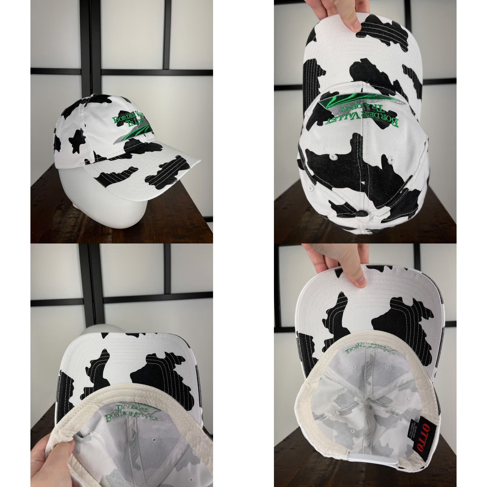 Vintage Otto Border Valley Trading Hat Cap Snap Back Adult Black White Cow Print Cotton Poly Twill Adjustable Lightweight Mens Men Hat Cap Accessories Size ONE SIZE - 8 Thumbnail
