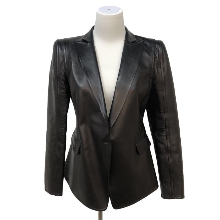Valentino Valentino Black Lambskin Leather Blazer Size 40 Size S / US 4 / IT 40 - 1 Thumbnail