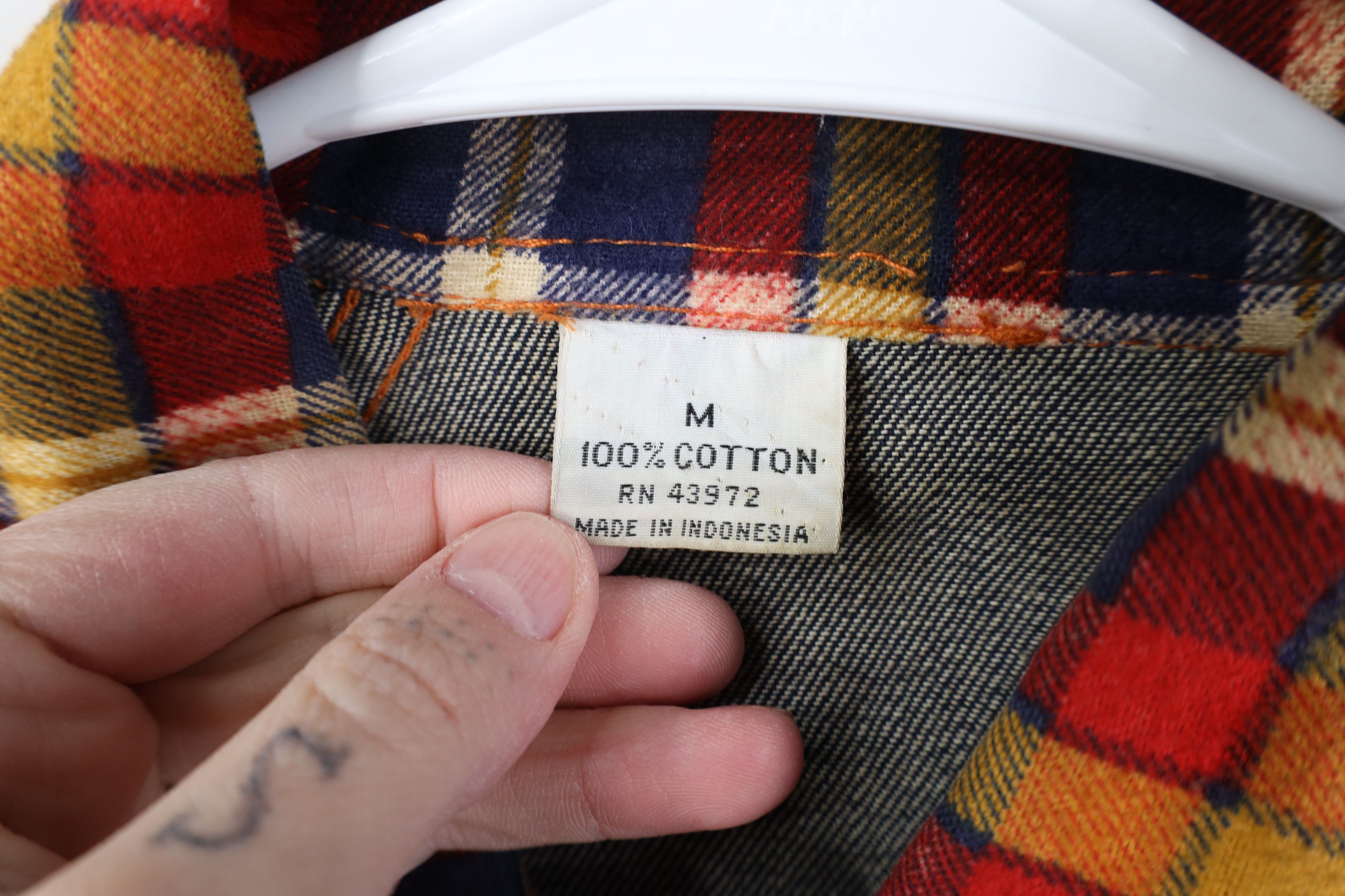 Vintage Vintage 70s Streetwear Plaid Trim Denim Chore Jacket Indigo Size US M / EU 48-50 / 2 - 10 Thumbnail