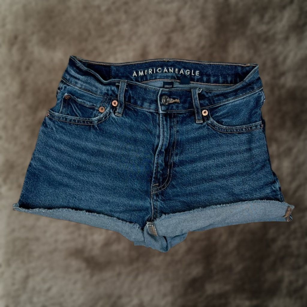 American Eagle Outfitters American Eagle Shorts Womens 00 Blue Relaxed Denim Cut-Off Cuffed Casual Short Size 24" / US 00 / IT 34 - 1 Thumbnail