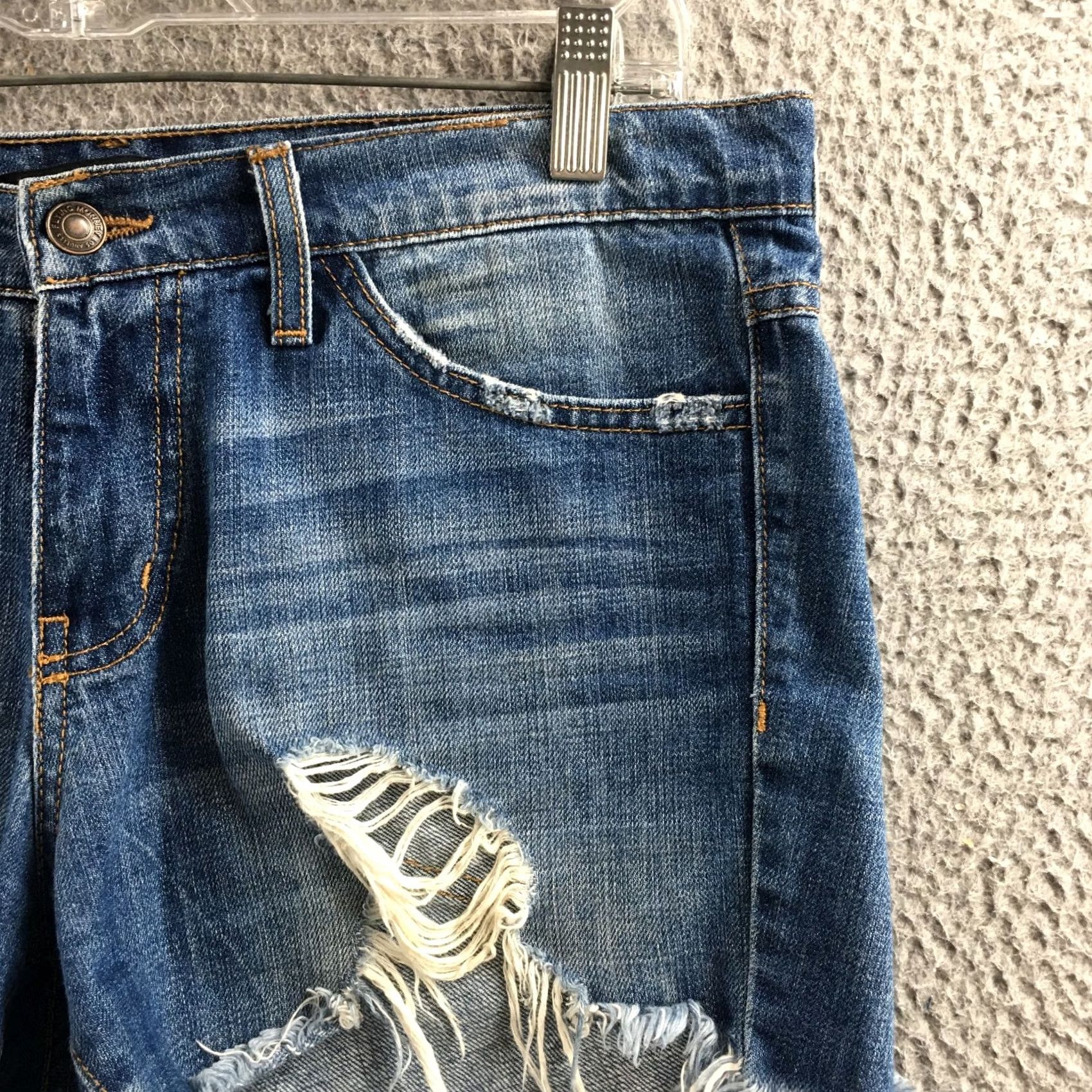 Vintage Flying Monkey Cutoff Distressed Jean Shorts Womens 27 Blue Denim Mid Rise Zip Shorts Denim Blue 90s Modern Womens Size 27" / US 4 / IT 40 - 3 Thumbnail