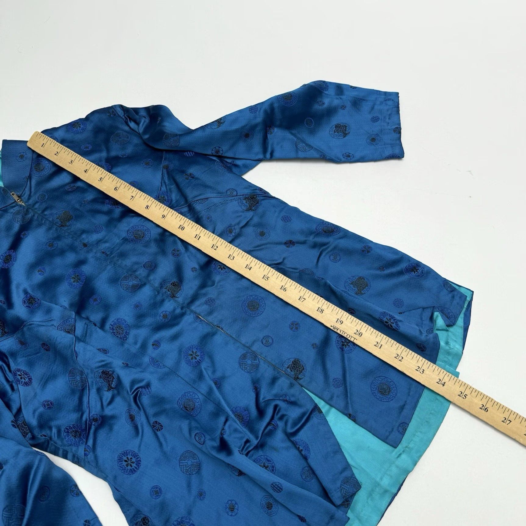 Vintage VINTAGE Asian Traditional Chinese Blue Silk Top Full Zip S/M Jacket Silk Blend Ethnic/Peasant 1980s Womens/Mens? Size S / US 4 / IT 40 - 6 Thumbnail