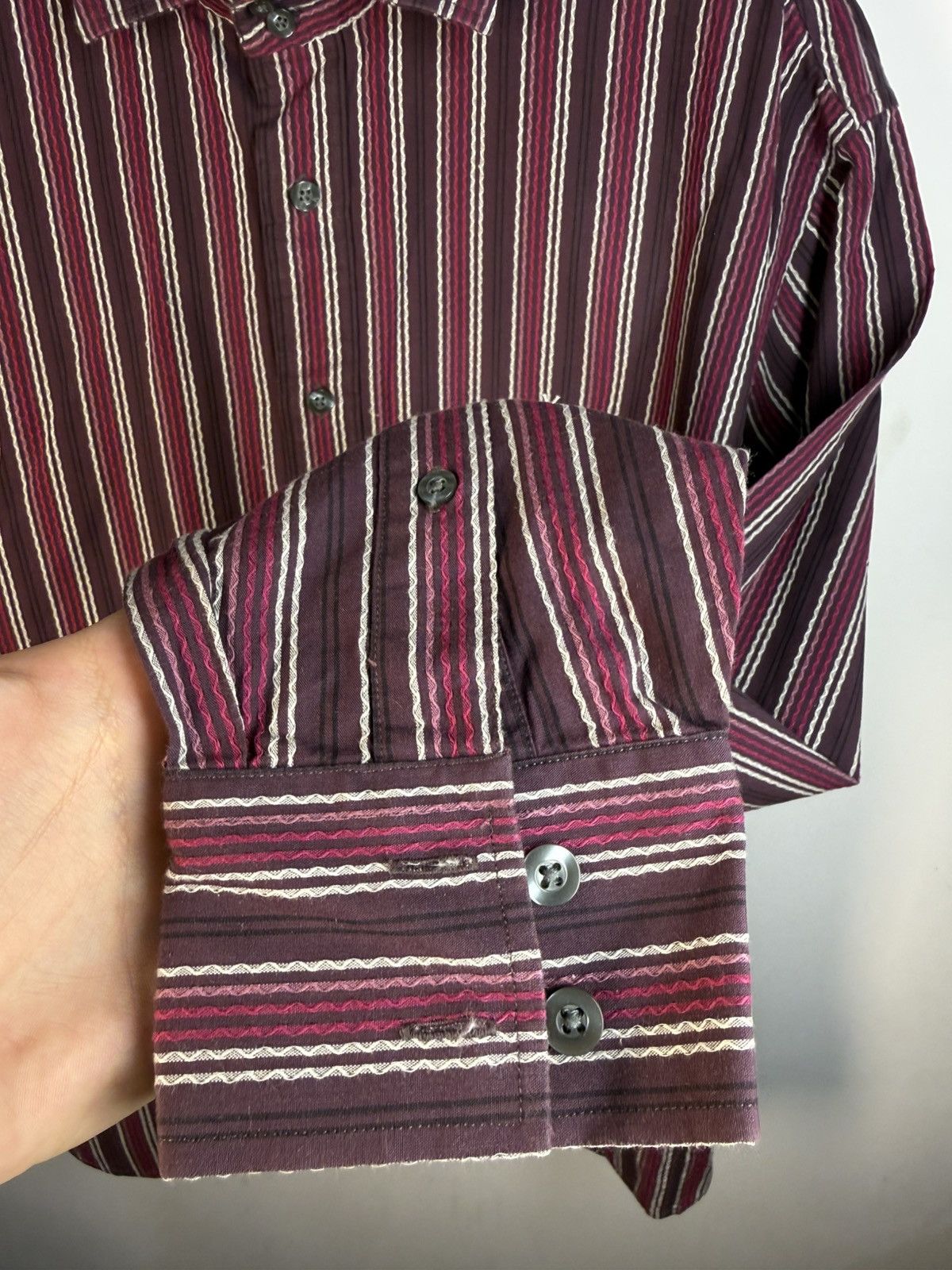 Yves Saint Laurent Burgundy YSL Shirt Cotton Striped Yves Saint Laurent Shirt Size US M / EU 48-50 / 2 - 9 Thumbnail