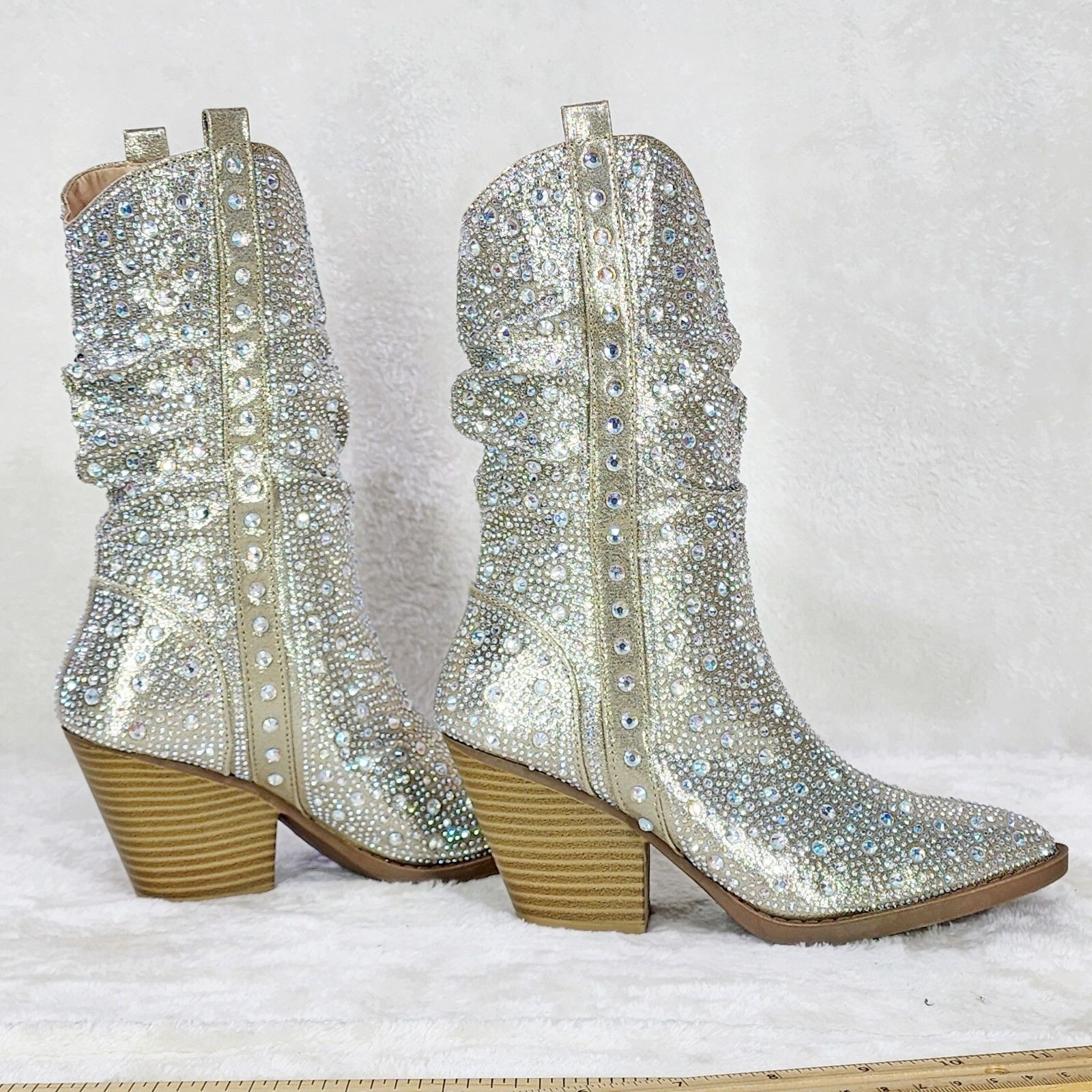 Other Angel Riders Rhinestones Country Glam Western Cowgirl Slouch Size US 7.5 / IT 37.5 - 3 Thumbnail