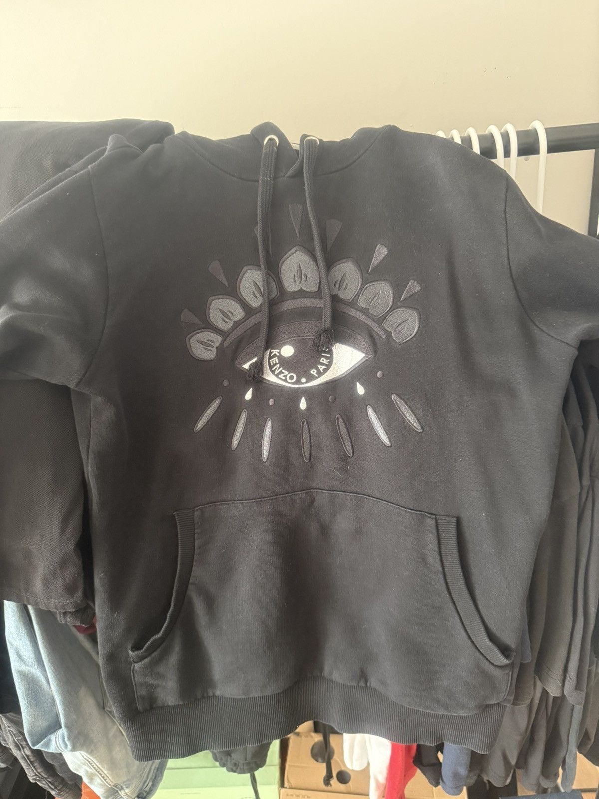 Kenzo Kenzo Eyes Logo Embroidered Black Hoodie Size US S / EU 44-46 / 1 - 1 Thumbnail