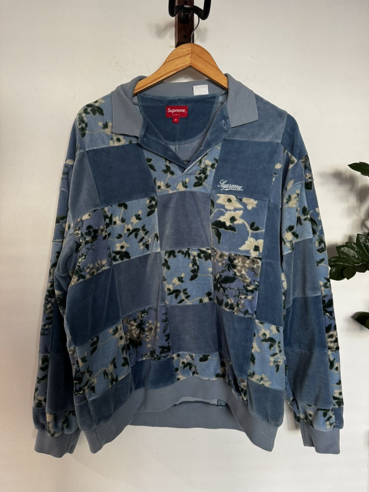 Supreme Supreme Patchwork Velour L/S Polo | Grailed