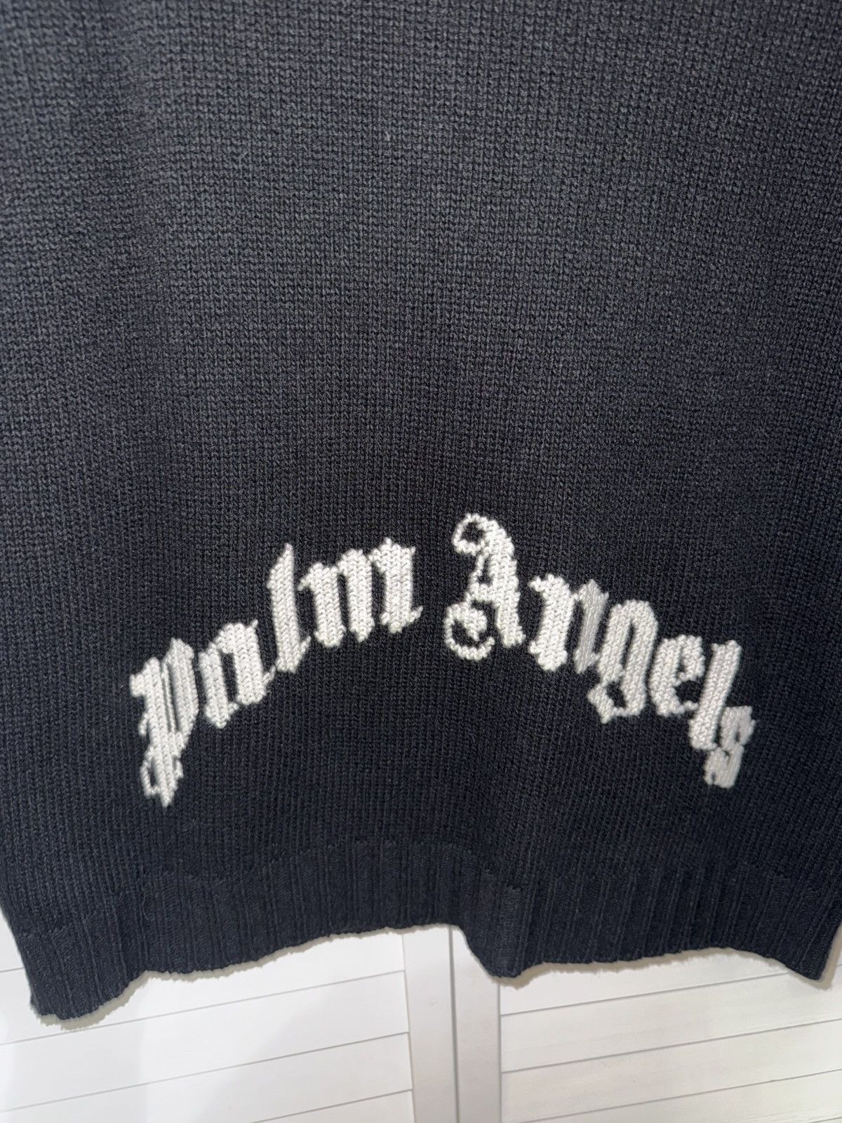 Palm Angels Palm Angels Black Knit Sweater – Gothic Logo Back Size US XL / EU 56 / 4 - 3 Thumbnail