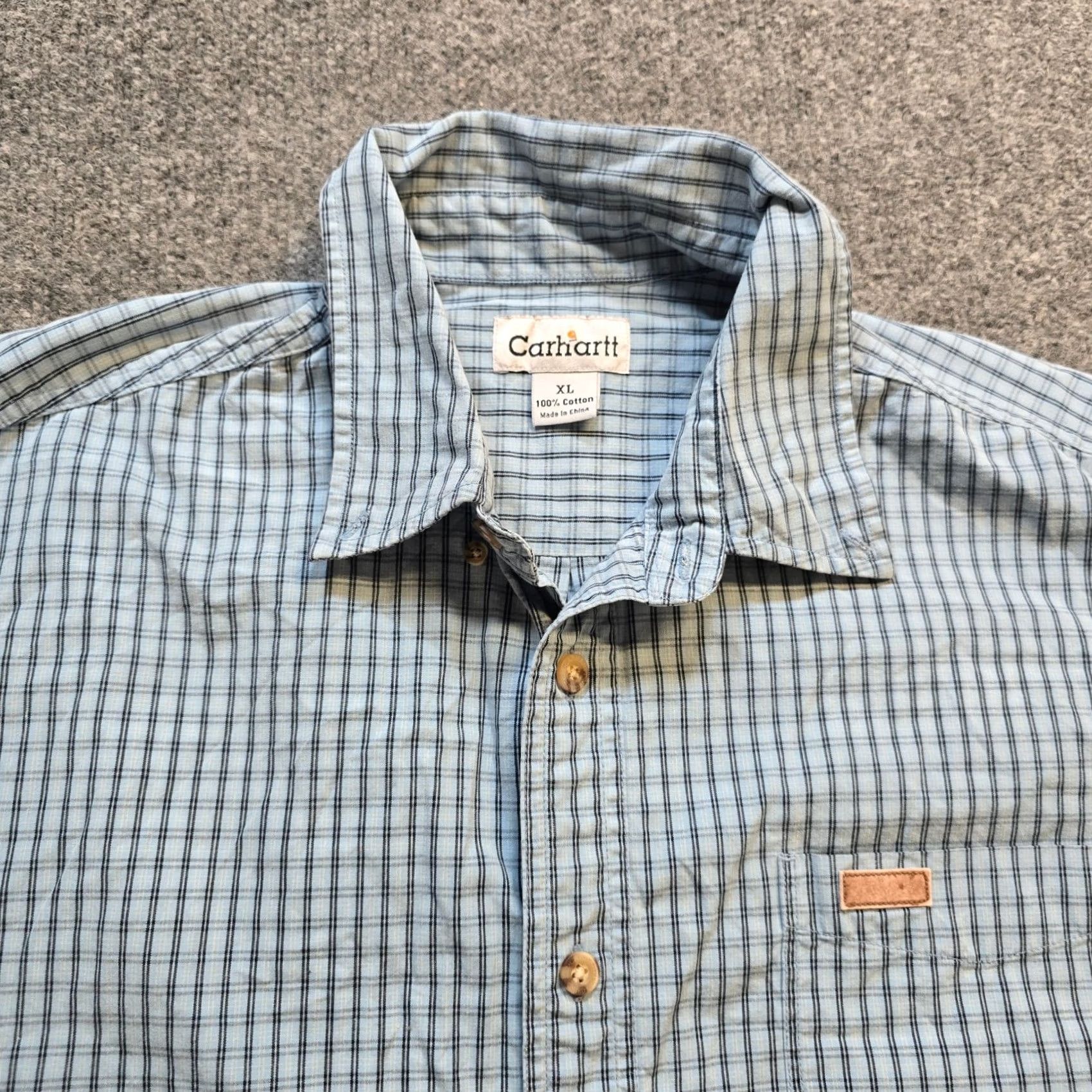 Carhartt Carhartt Shirt Mens XL Blue Plaid Relaxed Fit Short Sleeve Button Casual Size US XL / EU 56 / 4 - 2 Thumbnail