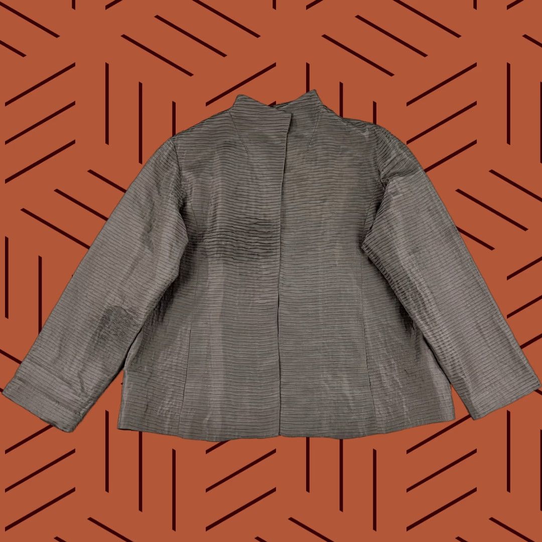 Eileen Fisher EILEEN FISHER Blazer Womens XL Brown Silk Open Front Pockets Casual Long Sleeve Classic Size XL / US 12-14 / IT 48-50 - 1 Thumbnail