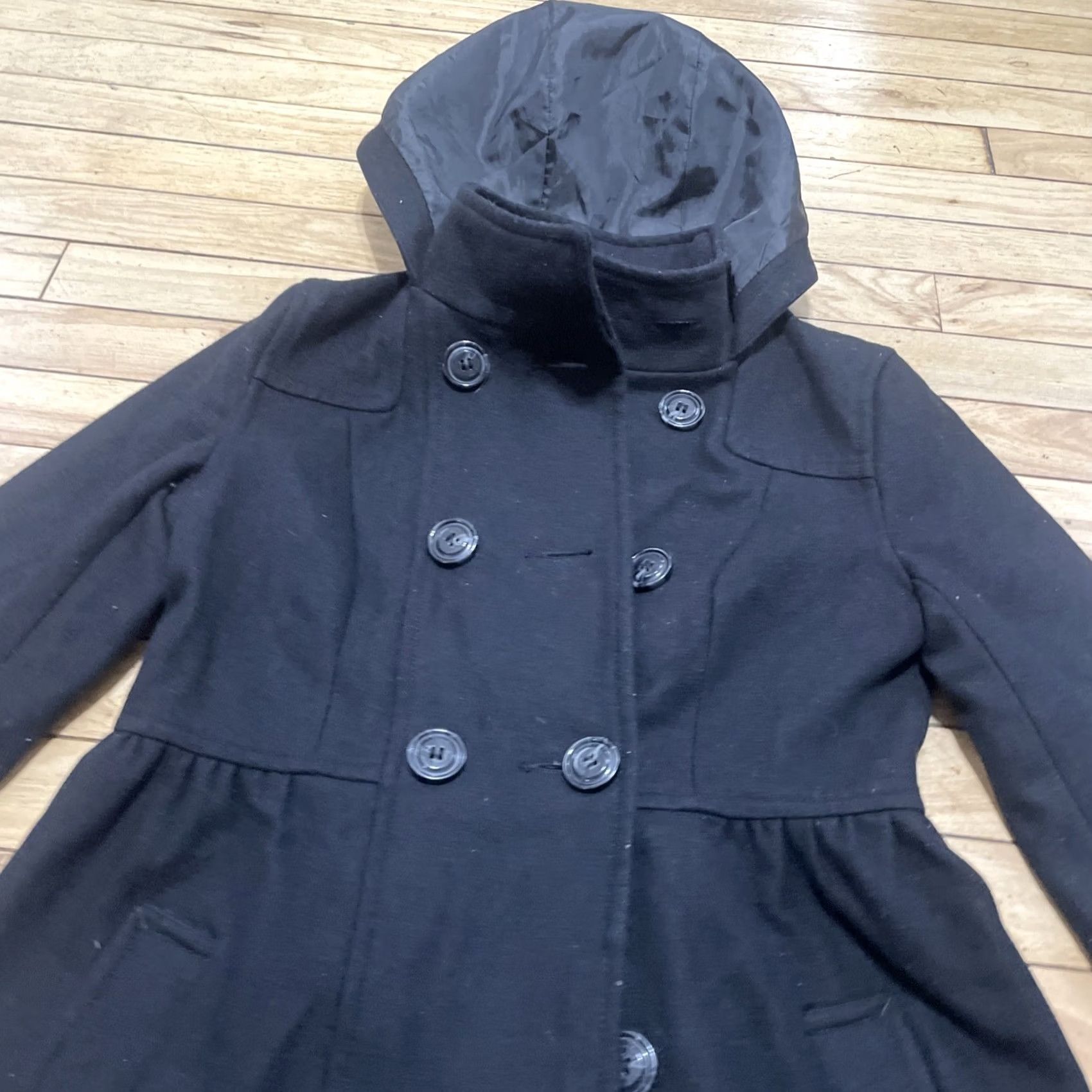 H&M H&M Pea Coat Hoodie Women Junior 4 Lined Black Double Breasted Pockets Button Up Shirt Coat Mens Womens Girls Boys Size S / US 4 / IT 40 - 6 Thumbnail