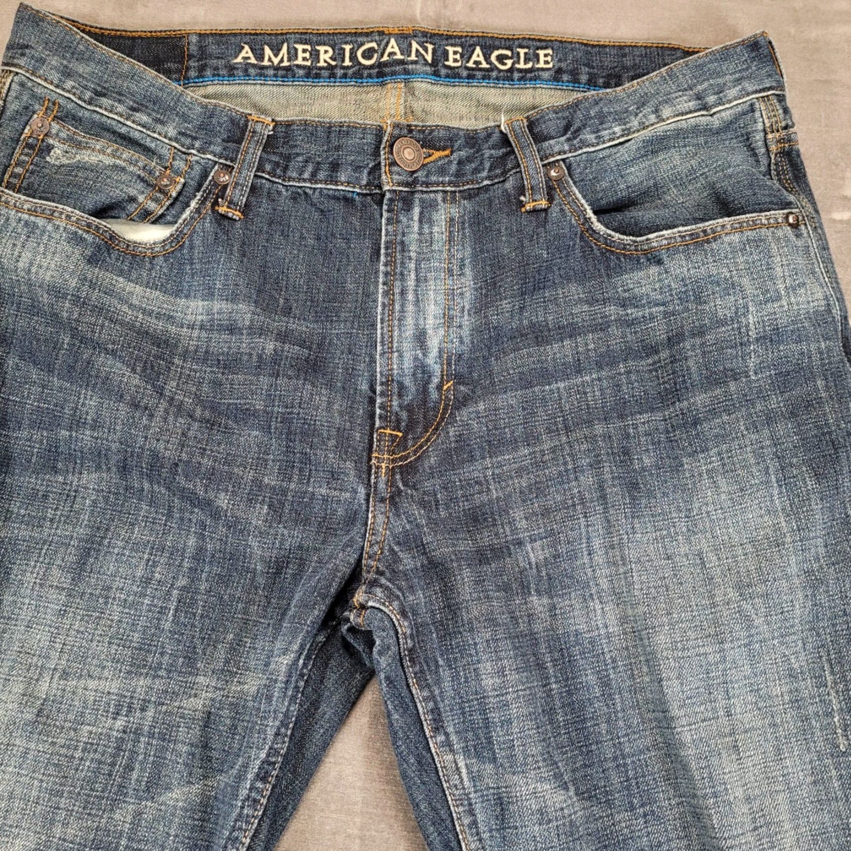American Eagle Outfitters American Eagle Mens Bootcut Jeans Blue Wash 36x31 Size 34 Inseam 32 Distressed Size US 36 / EU 52 - 2 Thumbnail