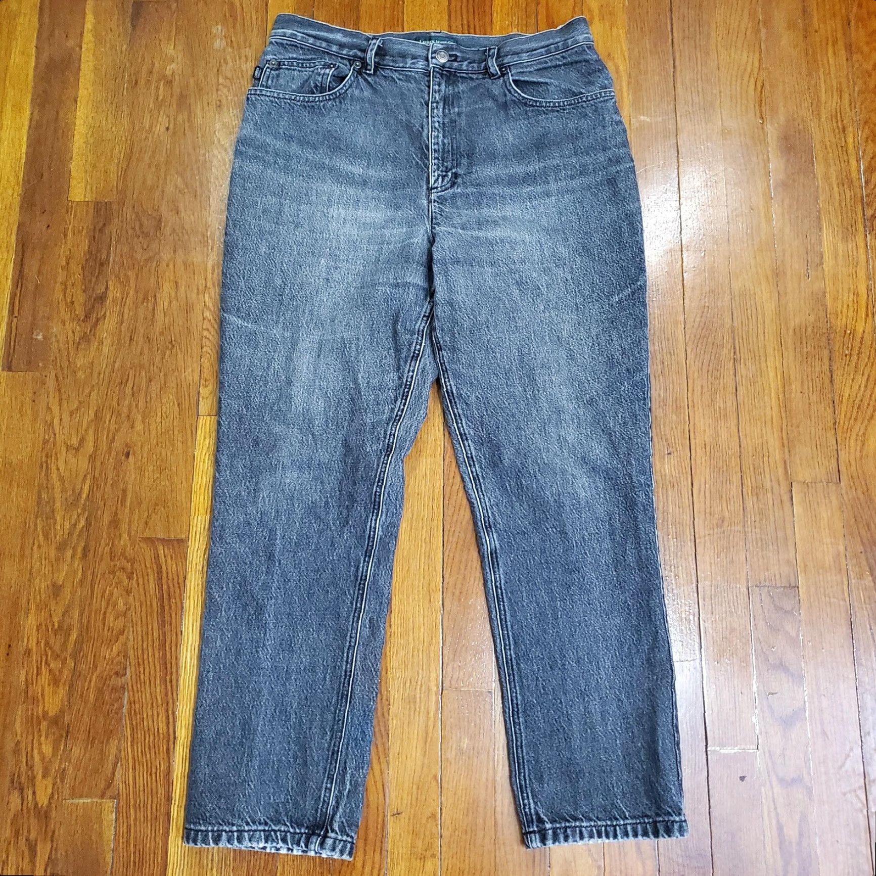 Ralph Lauren VINTAGE Lauren Jeans Co. Ralph Lauren Jeans Womens 14P Gray High Rise Straight Jeans Womens Petite 14P Charcoal Gray Denim Size 36" / US 14 / IT 50 - 5 Thumbnail