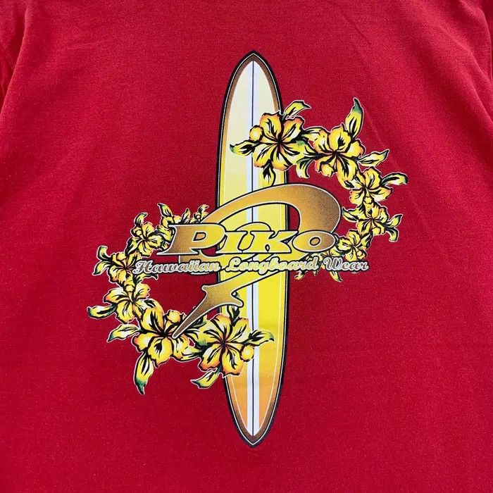 Vintage Vintage PIKO HAWAIIAN LONGBOARD Red Tee Shirt Size US M / EU 48-50 / 2 - 5 Thumbnail