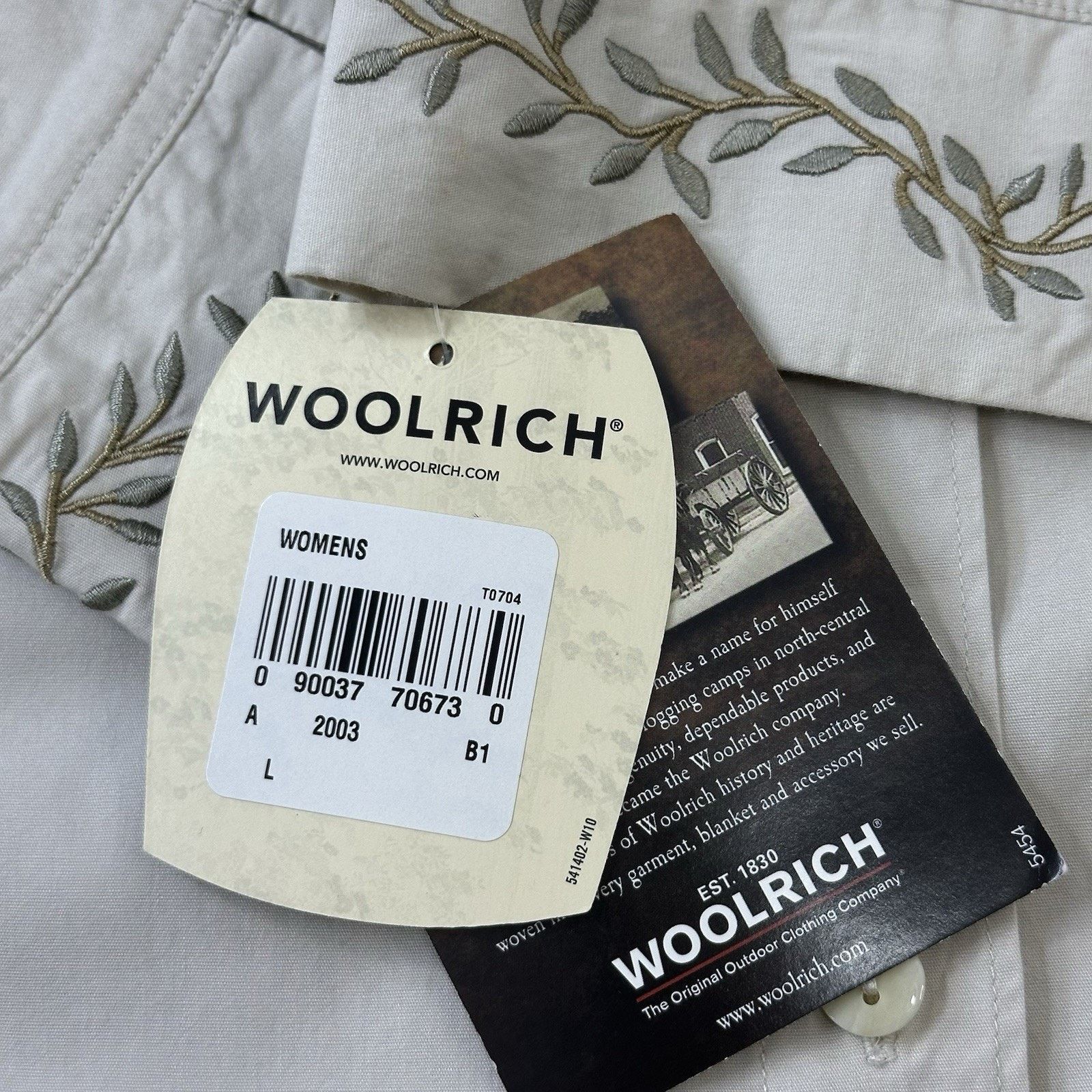 Woolrich Woolen Mills NWT Vintage 2003 Woolrich Women's L Cotton Embroidered Size L / US 10 / IT 46 - 10 Thumbnail