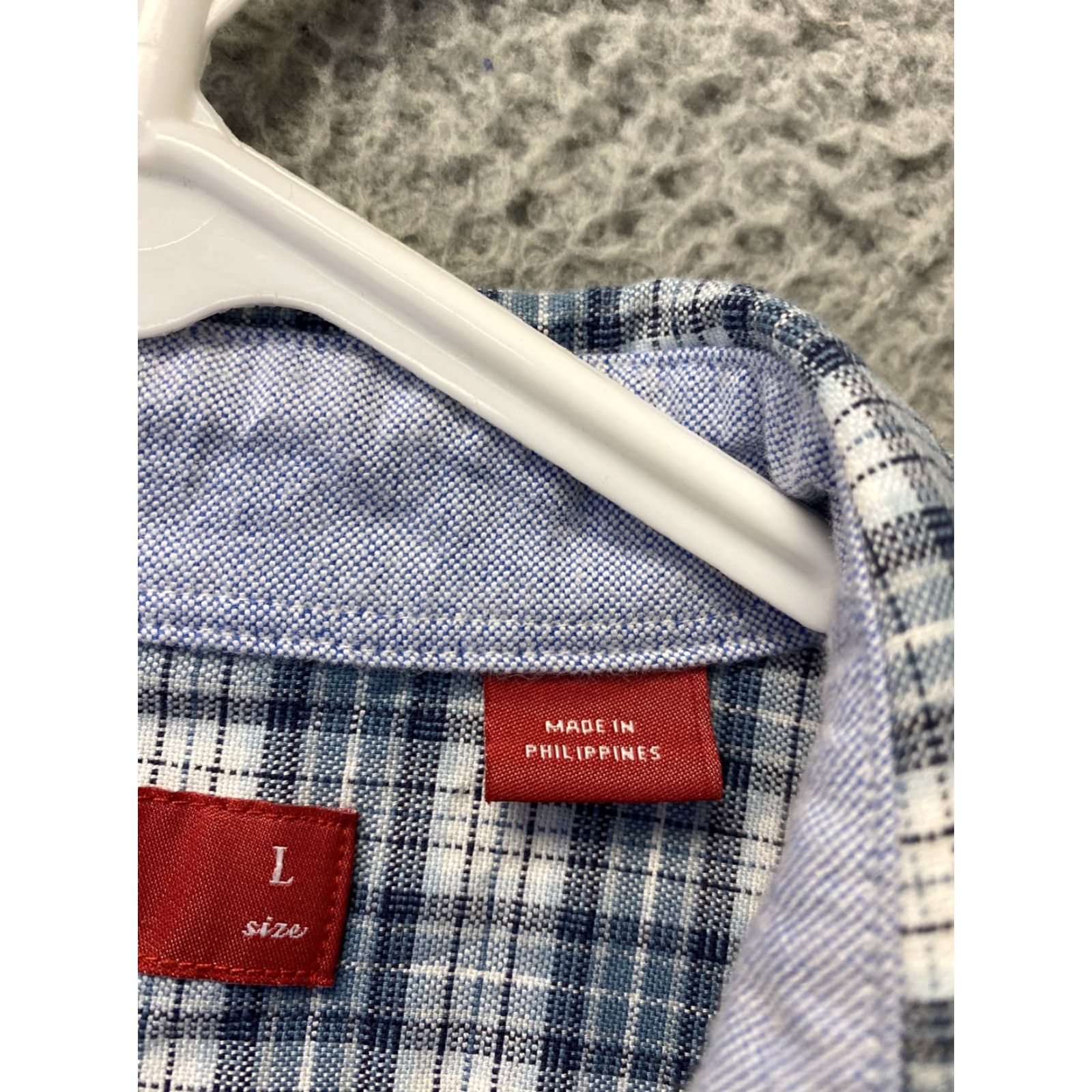 Cremieux DANIEL CREMIEUX Button-Up Shirt Mens Long Sleeve Plaid Slim Fit Gray Light Blue L Classic Size US L / EU 52-54 / 3 - 5 Thumbnail