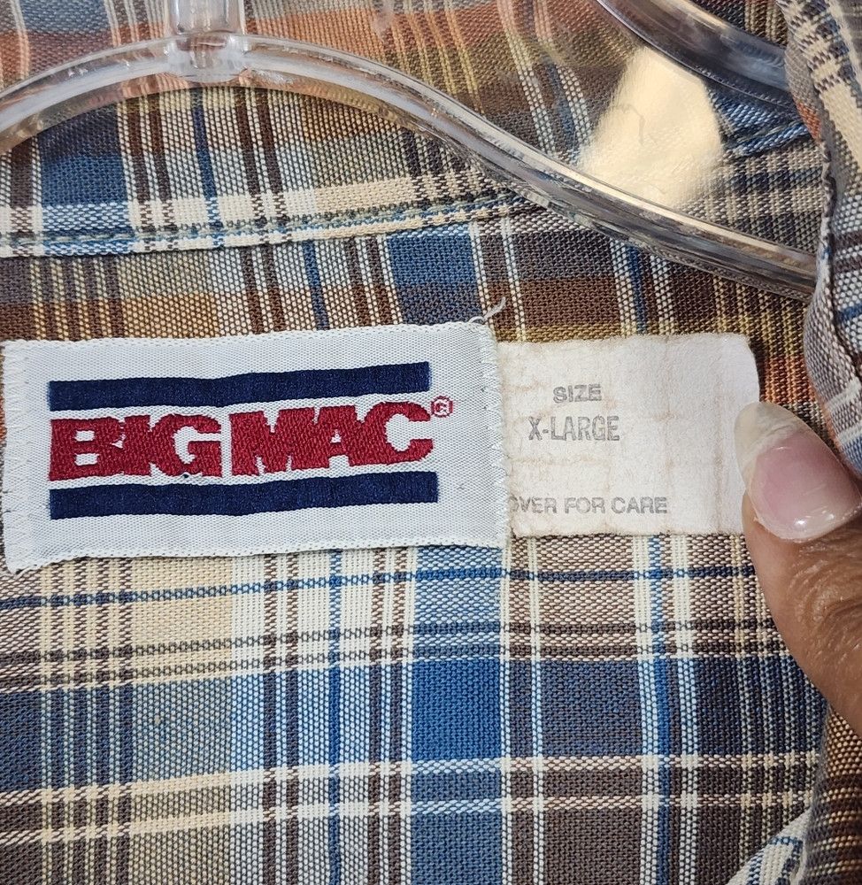 Other Big Mac Plaid Short Sleeve Shirt Blue and Brown XL Size US XL / EU 56 / 4 - 2 Thumbnail